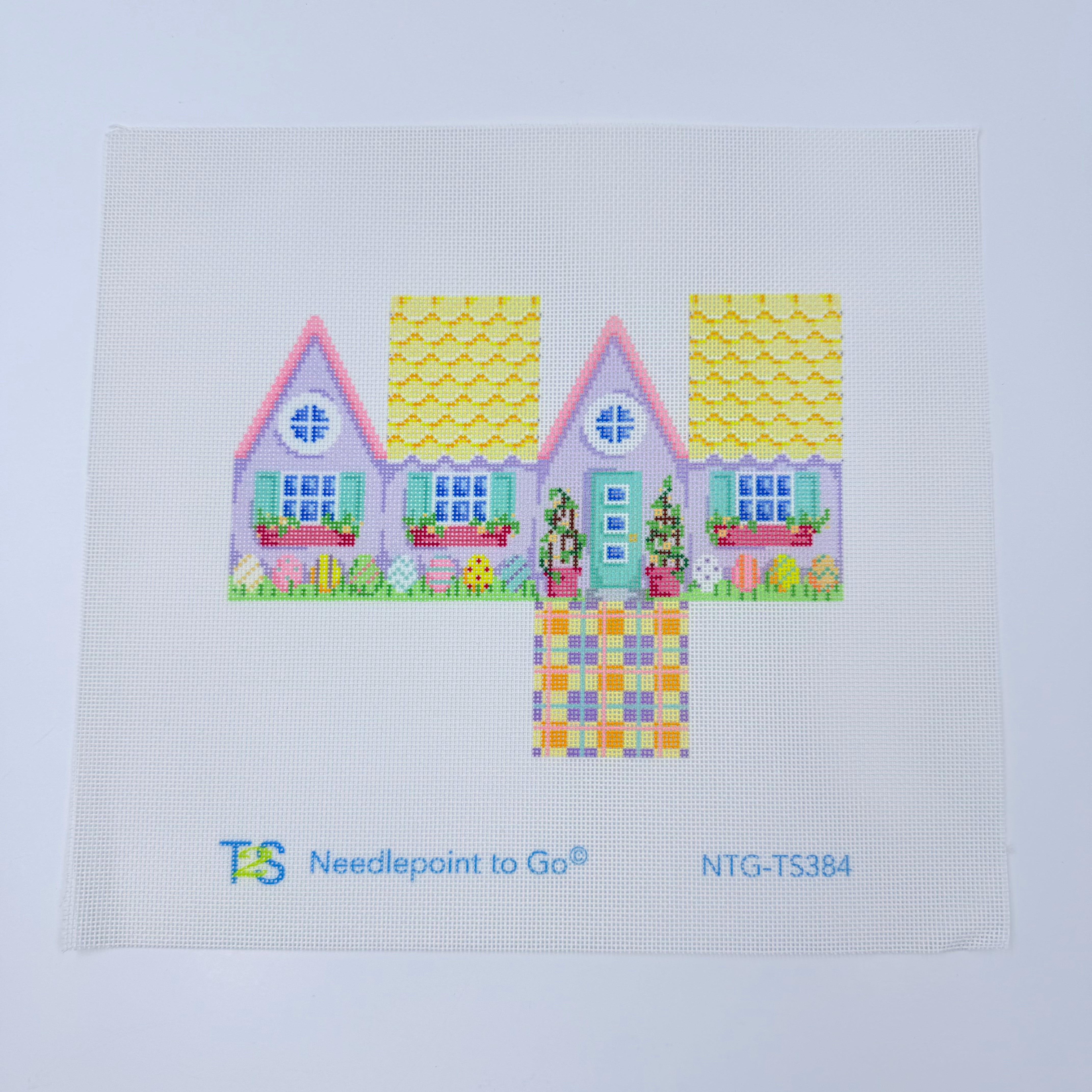 Easter Cottage Yellow Scallop Roof Canvas - KC Needlepoint