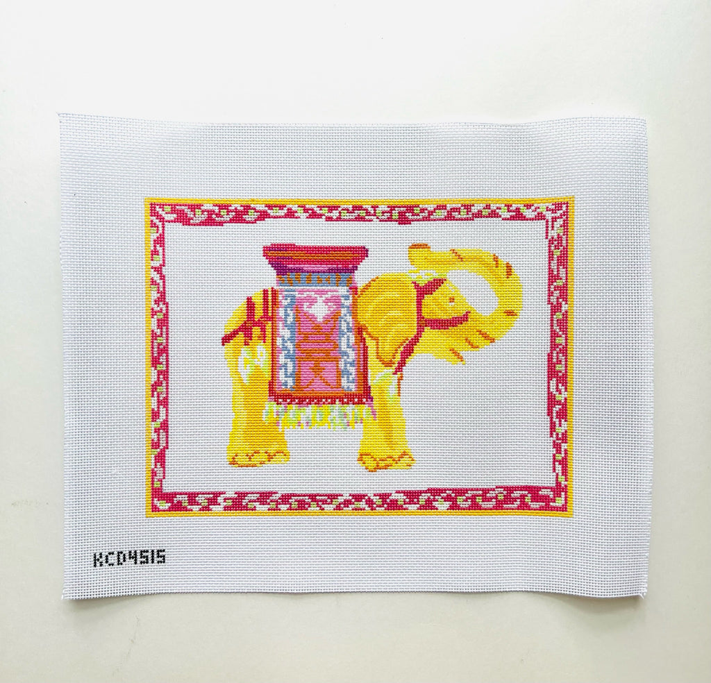 Yellow Elephant Pillow Canvas - KC Needlepoint