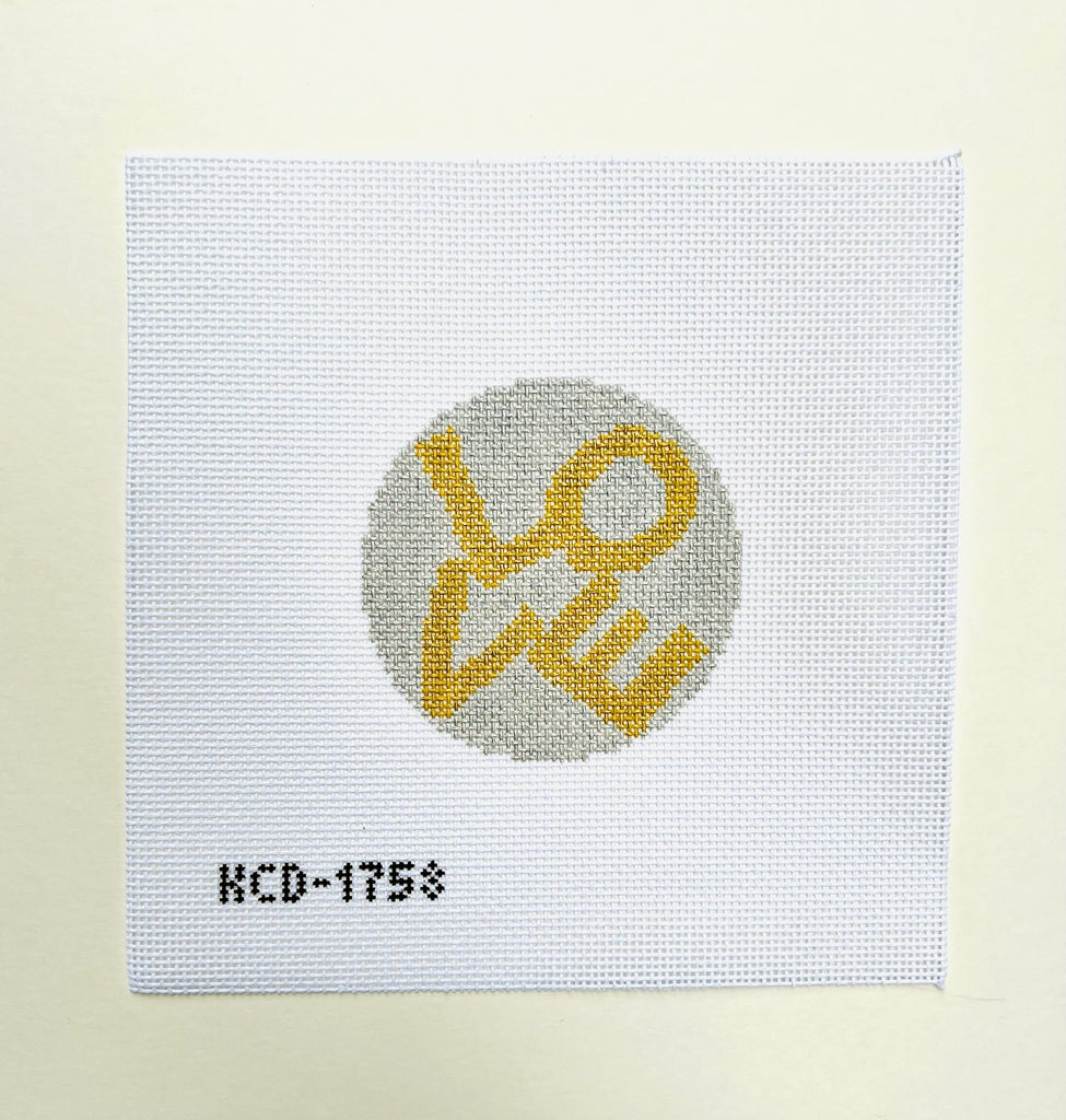 Lovevolve Silver and Gold Round Canvas - KC Needlepoint