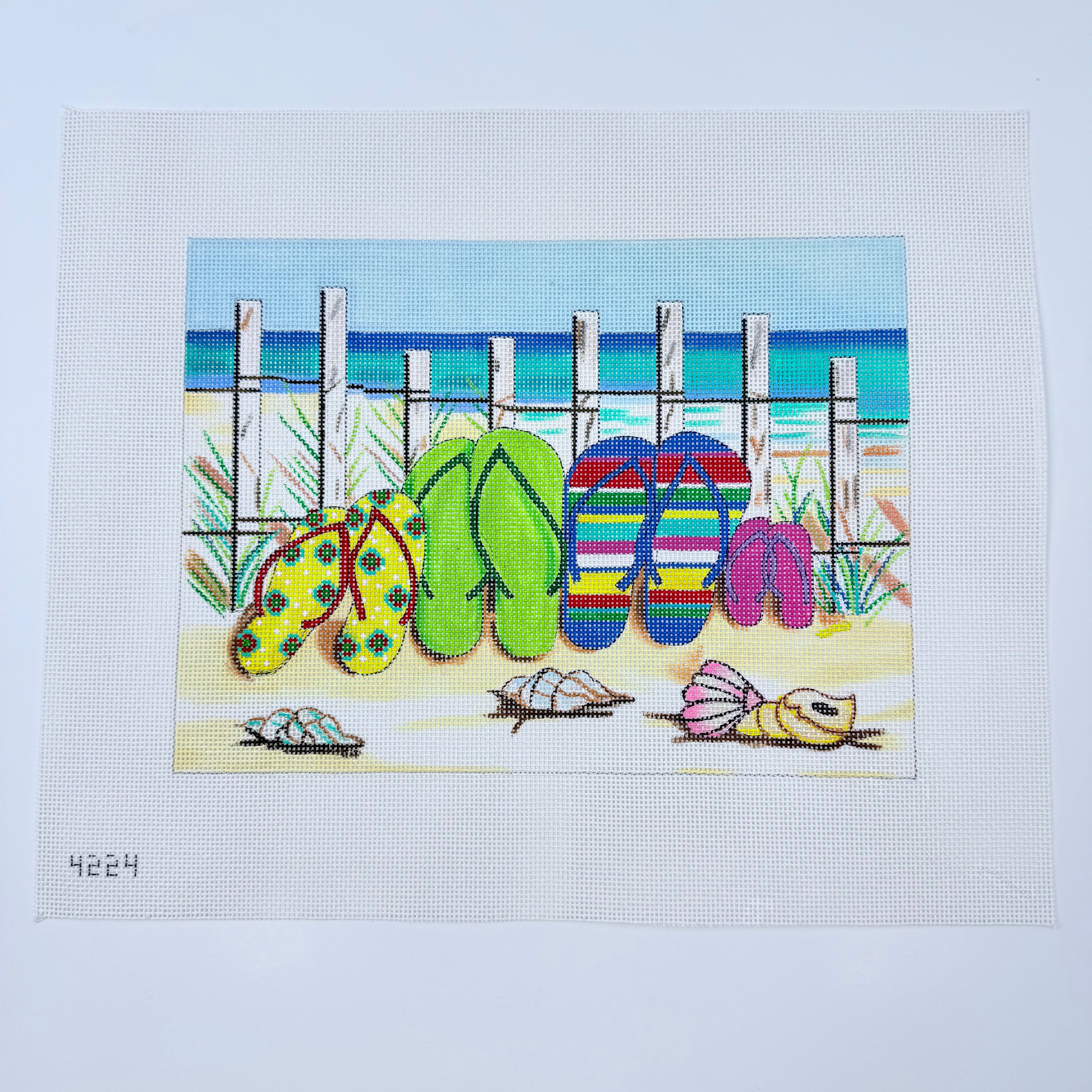 Flip Flops on Beach Canvas - KC Needlepoint