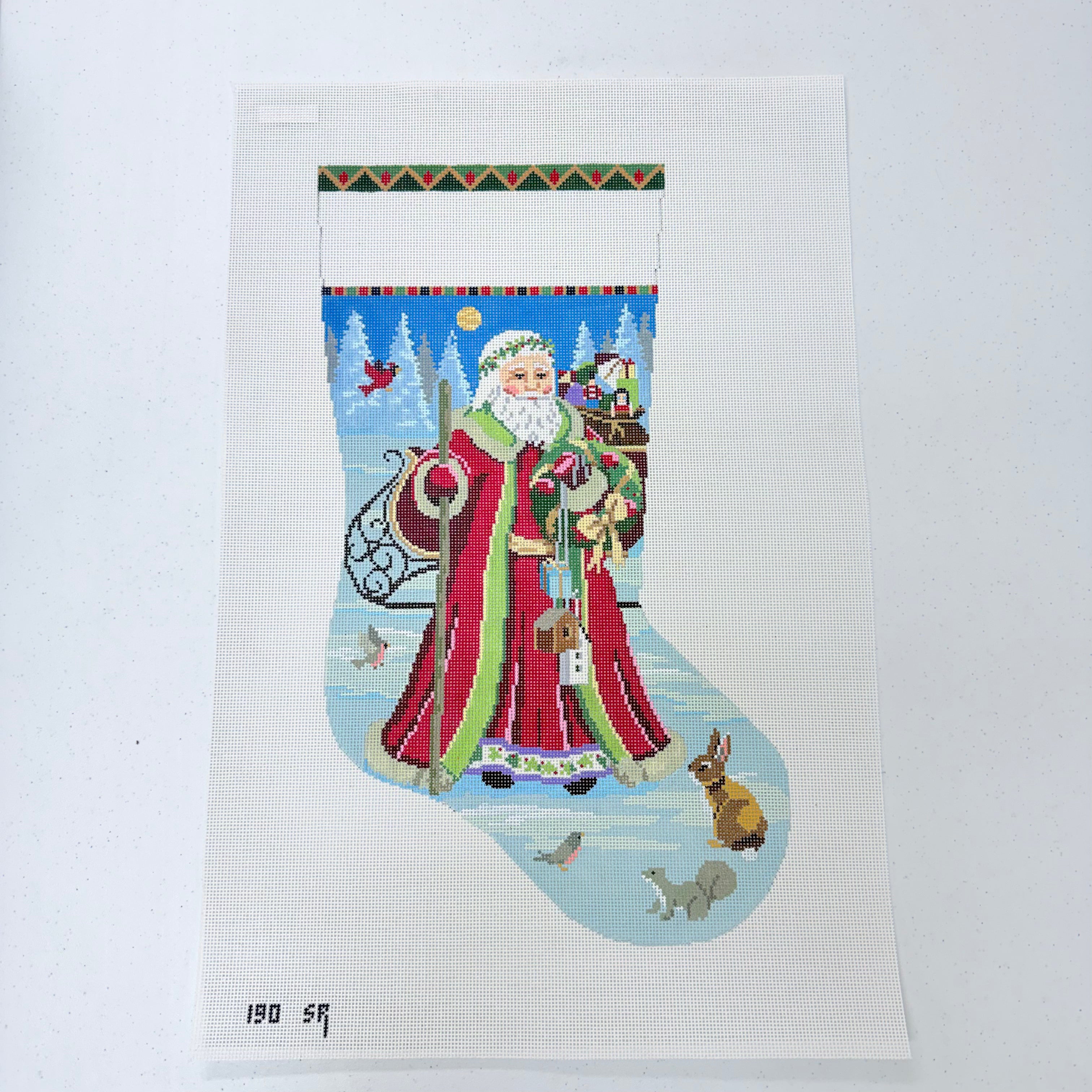 Santa Birdhouse Delivery Stocking Canvas - KC Needlepoint