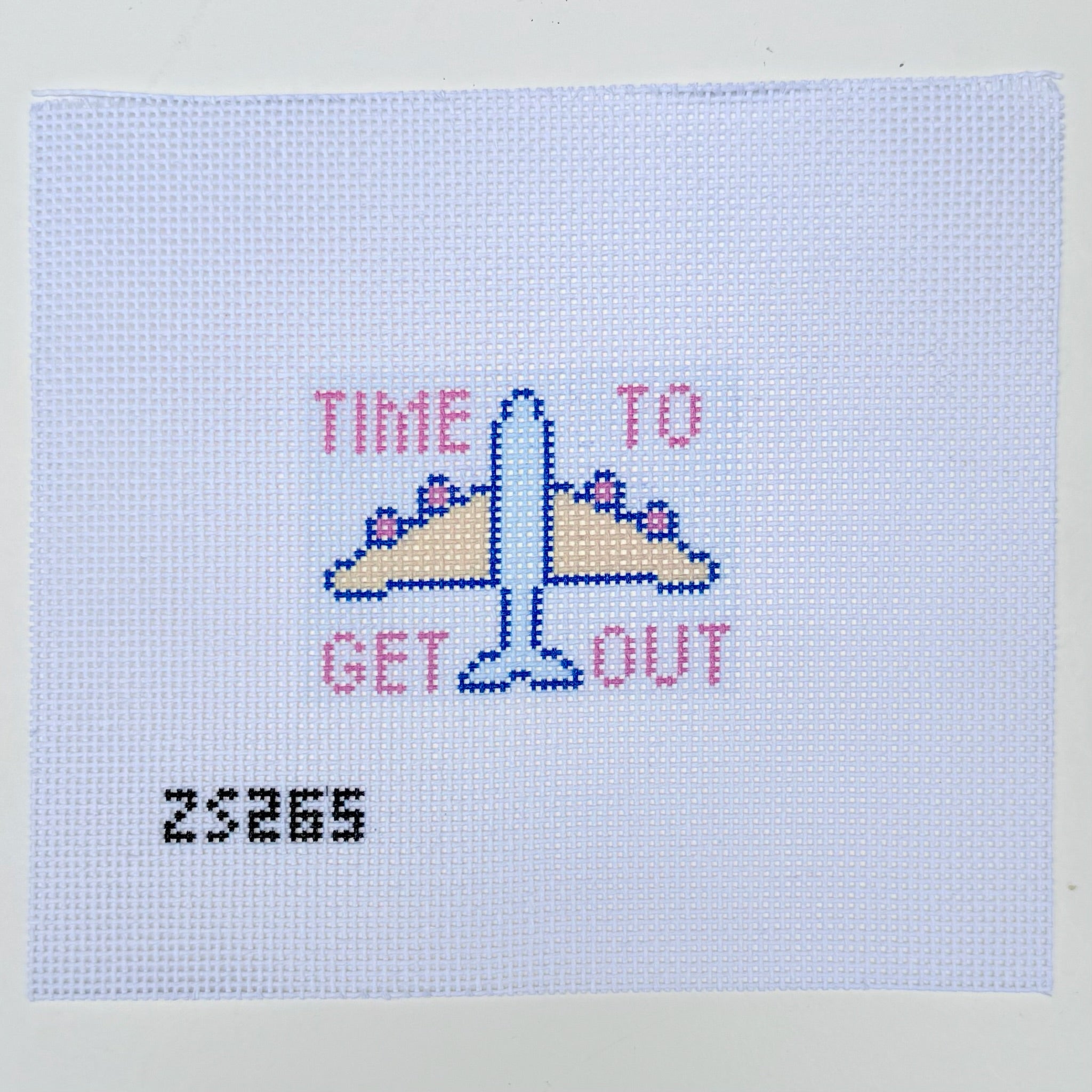 Time to Get Out Luggage Tag Needlepoint Canvas - KC Needlepoint