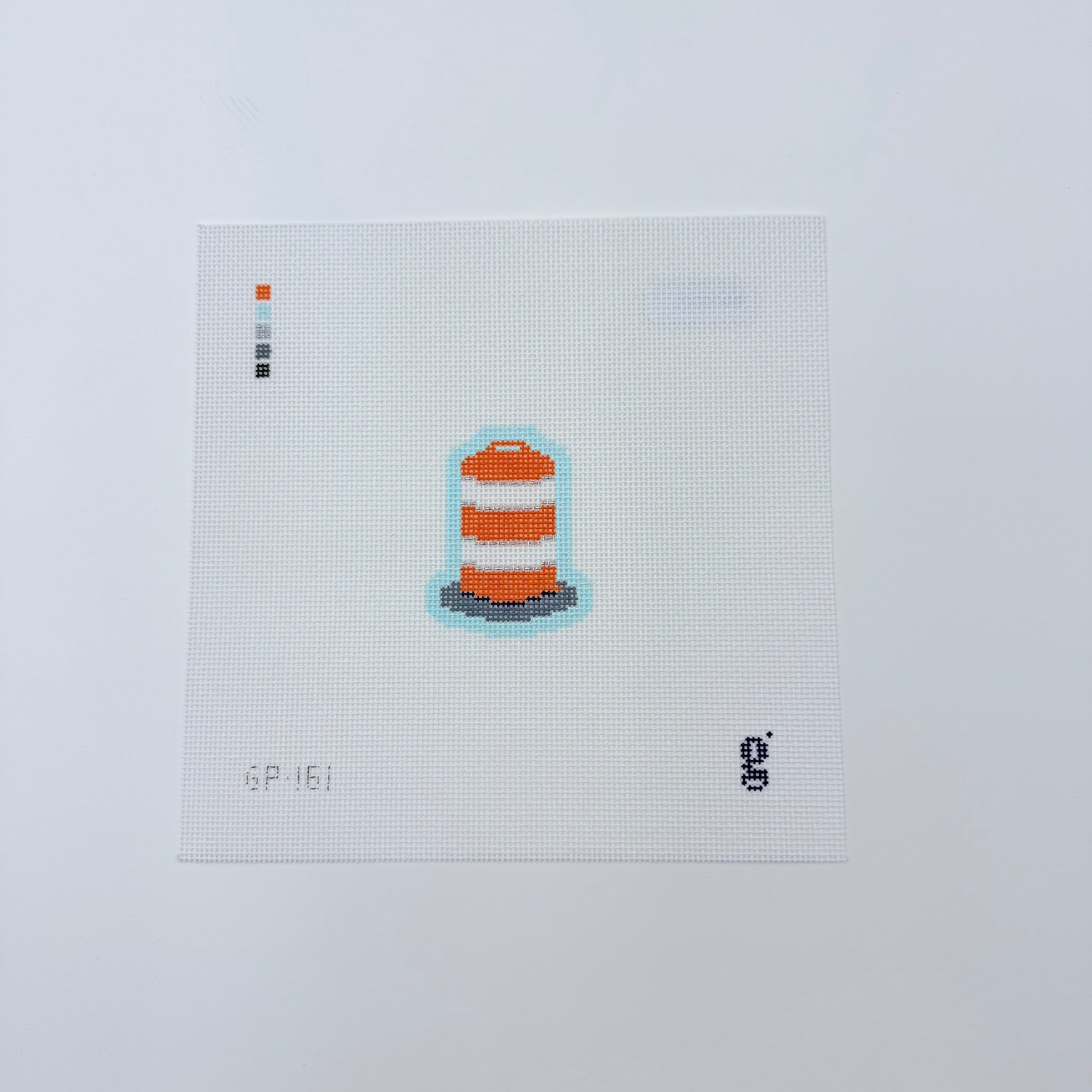 Construction Mini Traffic Drum Canvas - KC Needlepoint