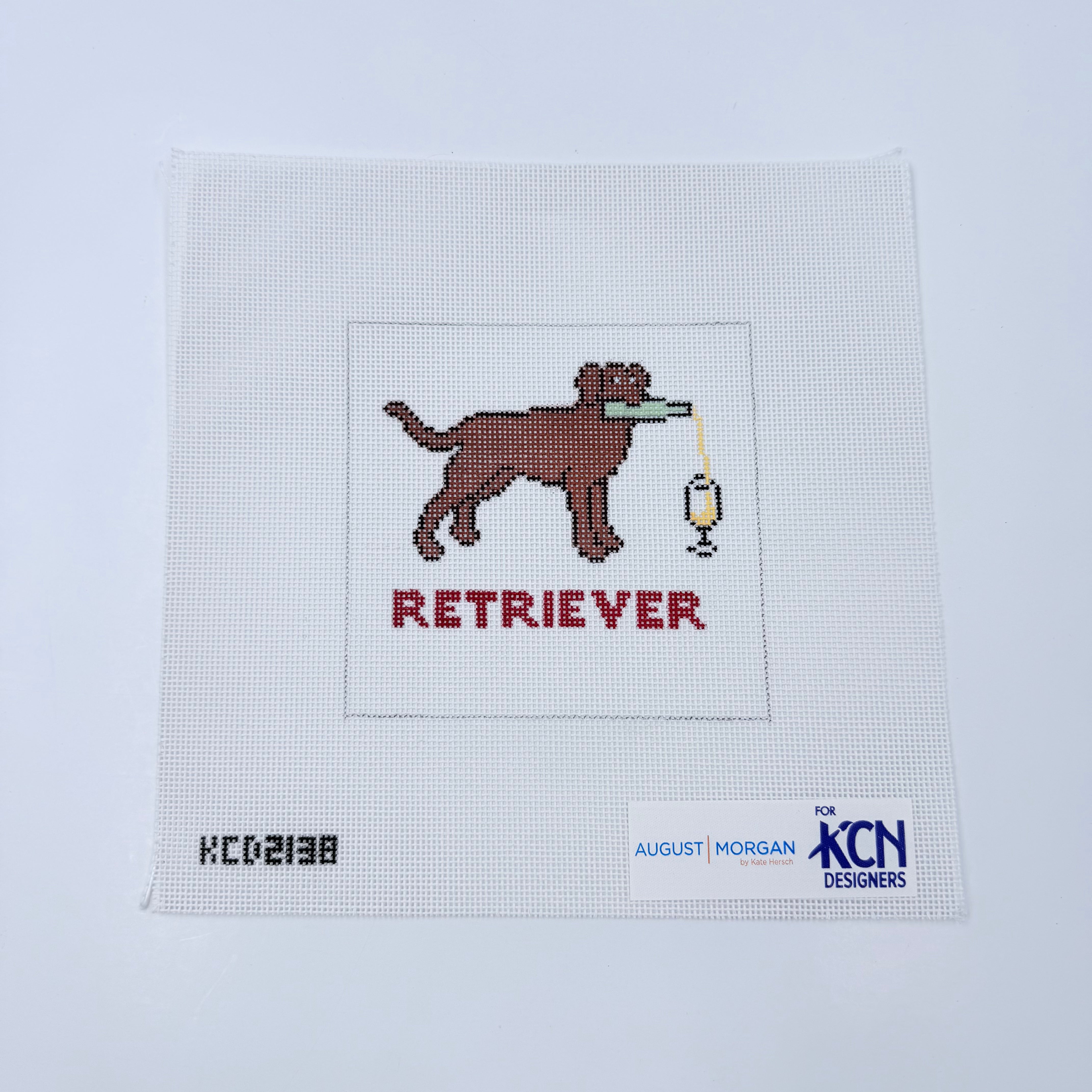 Retriever (White Wine) Square Canvas - KC Needlepoint
