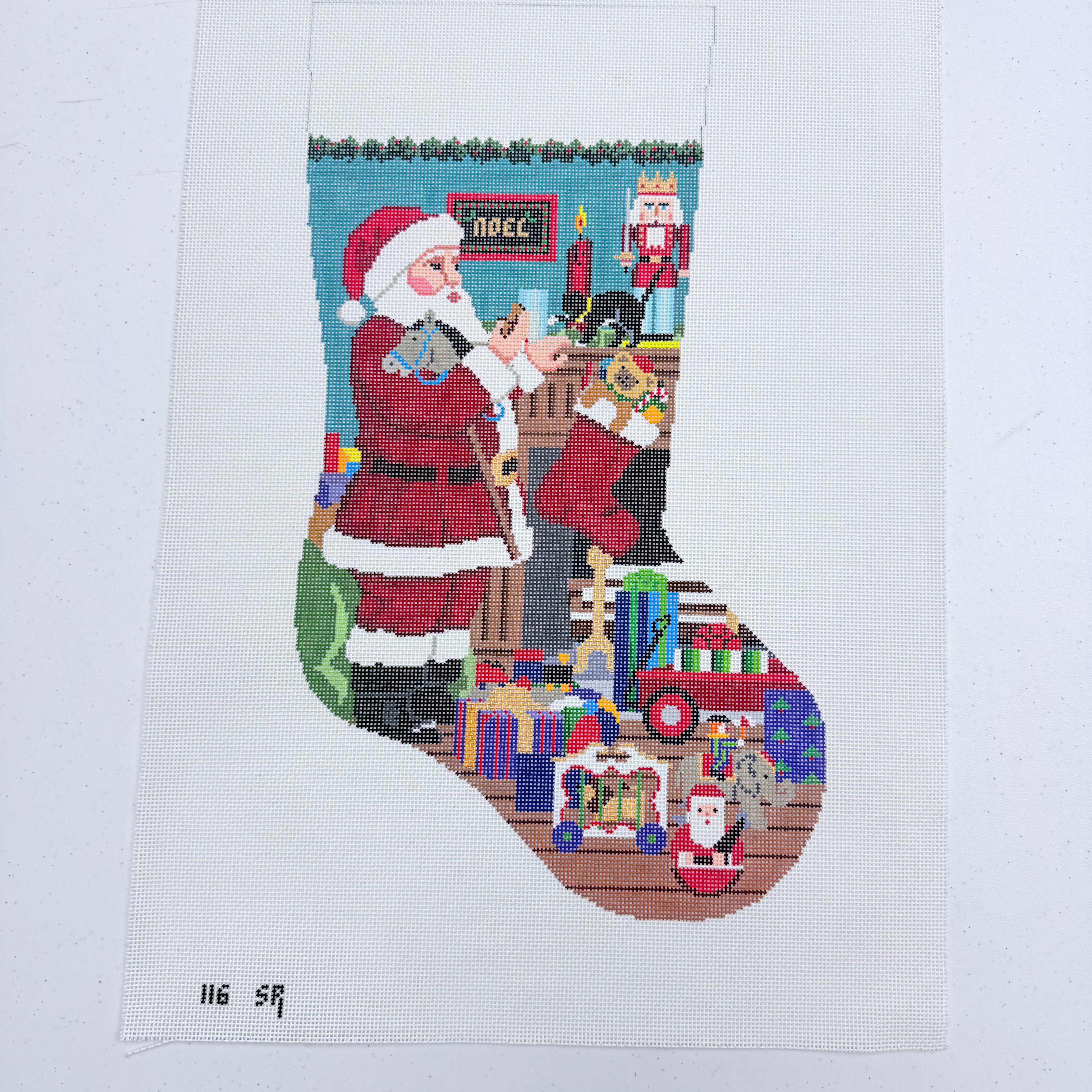Santa's Milk and Cookies Stocking - KC Needlepoint