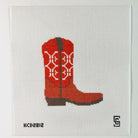 Orange and White Cowboy Boot Canvas - KC Needlepoint