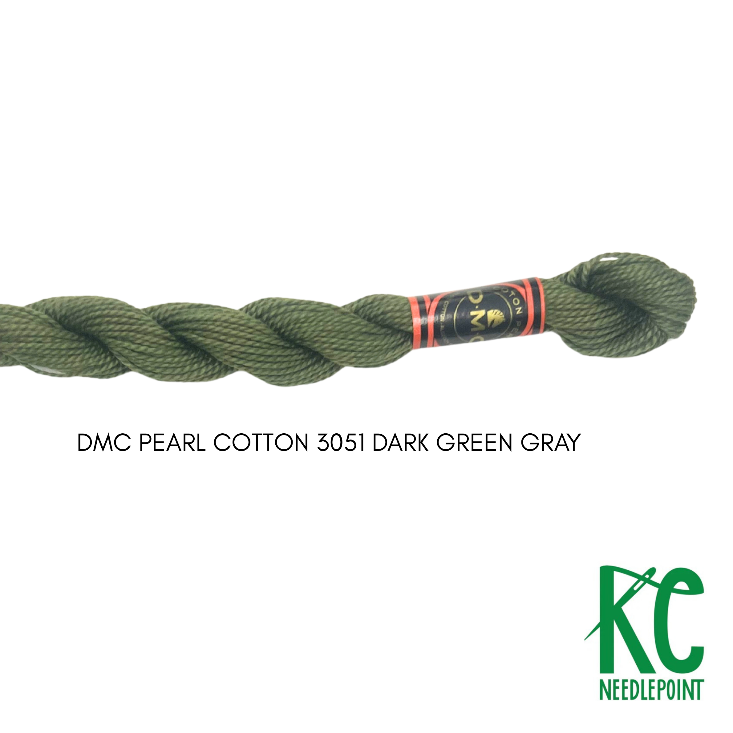 DMC 3 Pearl Cotton 3051</br>Dark Green Gray - KC Needlepoint