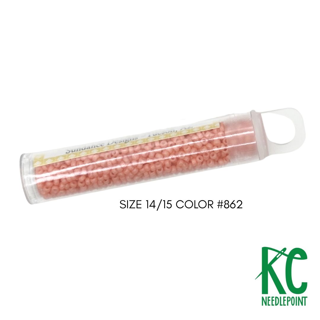 Size 14/15 Seed Beads 862 Coral - KC Needlepoint