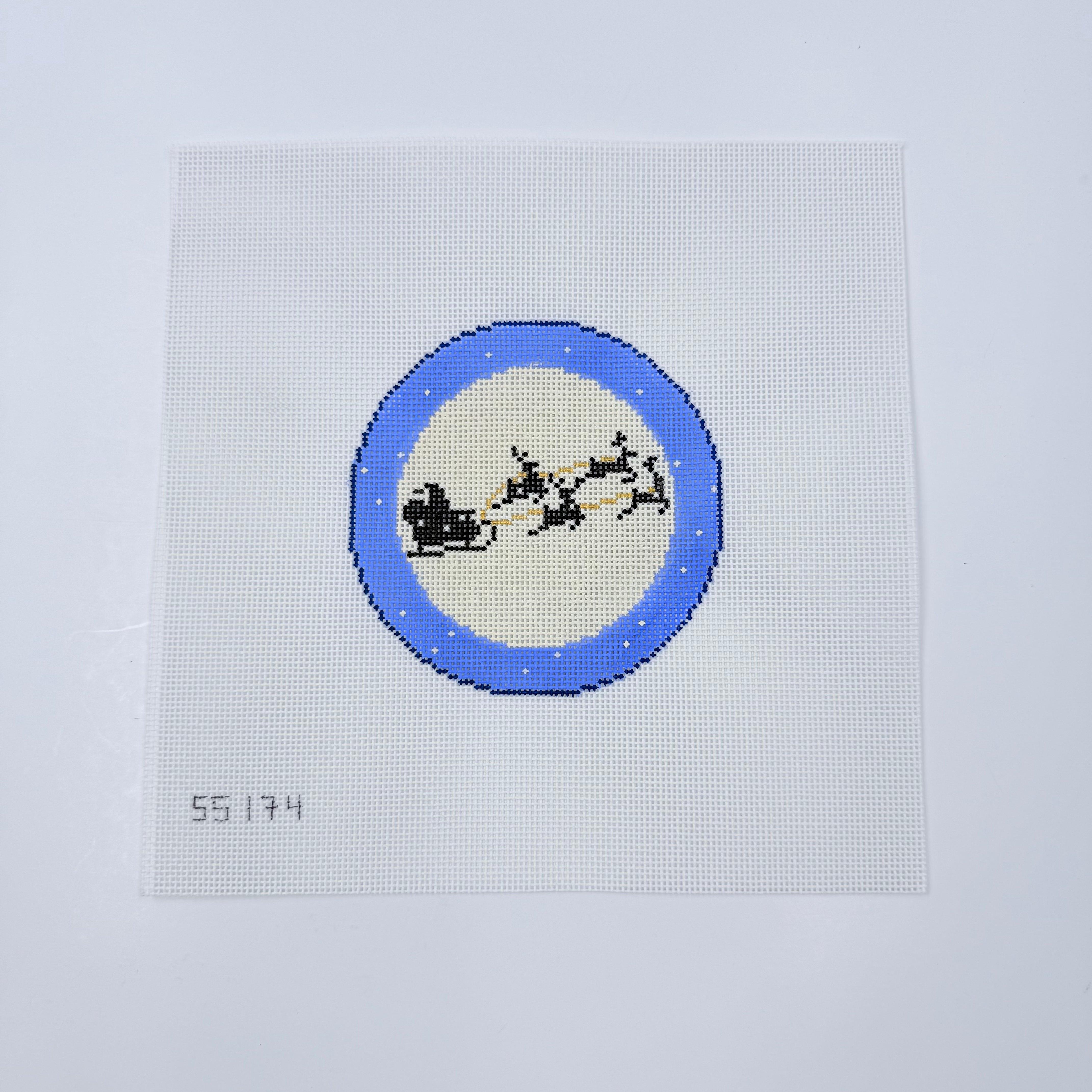 Santa Silhouette Round Canvas - KC Needlepoint