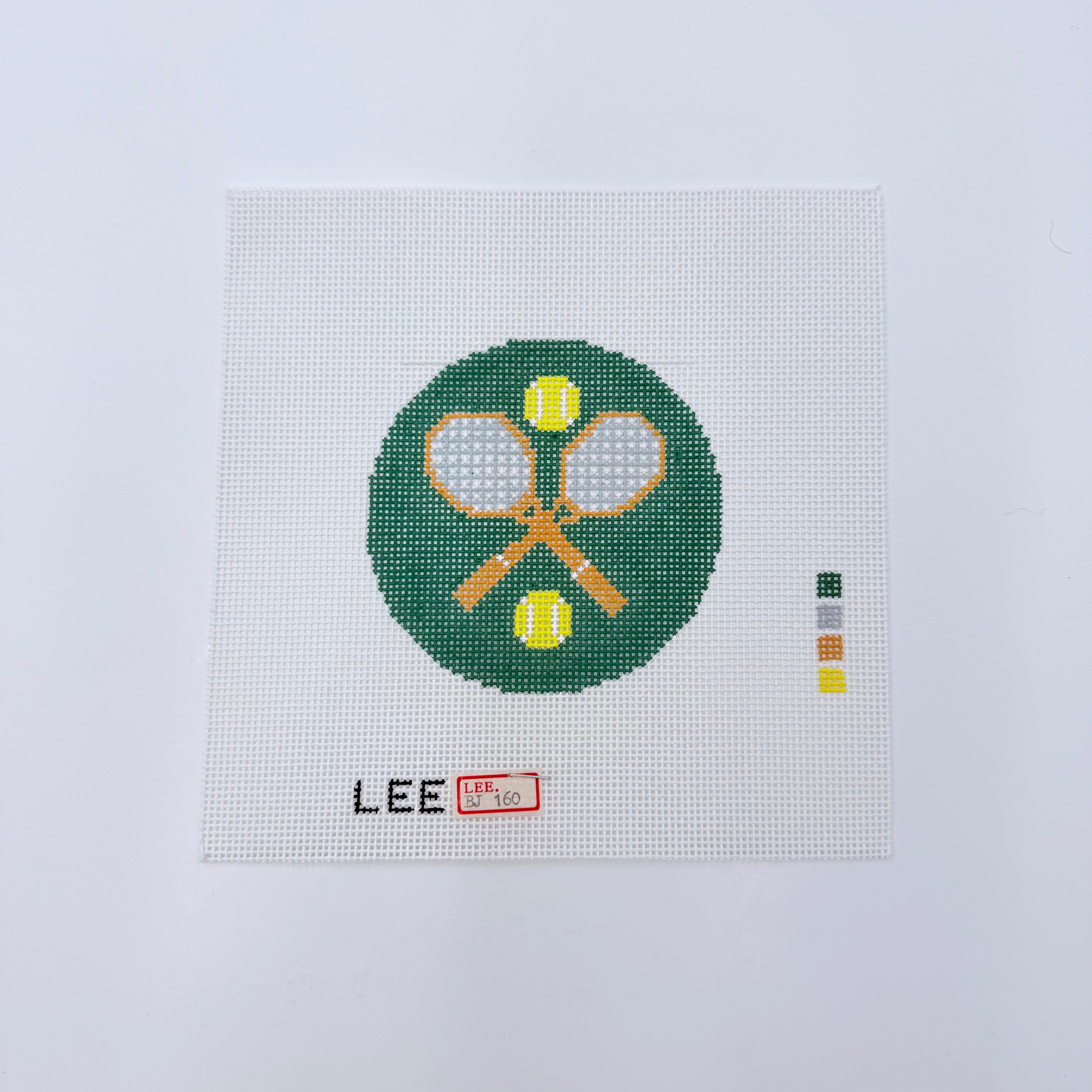 Tennis 3" Round Canvas - KC Needlepoint