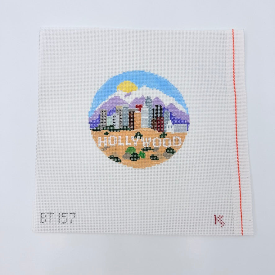 Hollywood Travel Round Canvas - KC Needlepoint