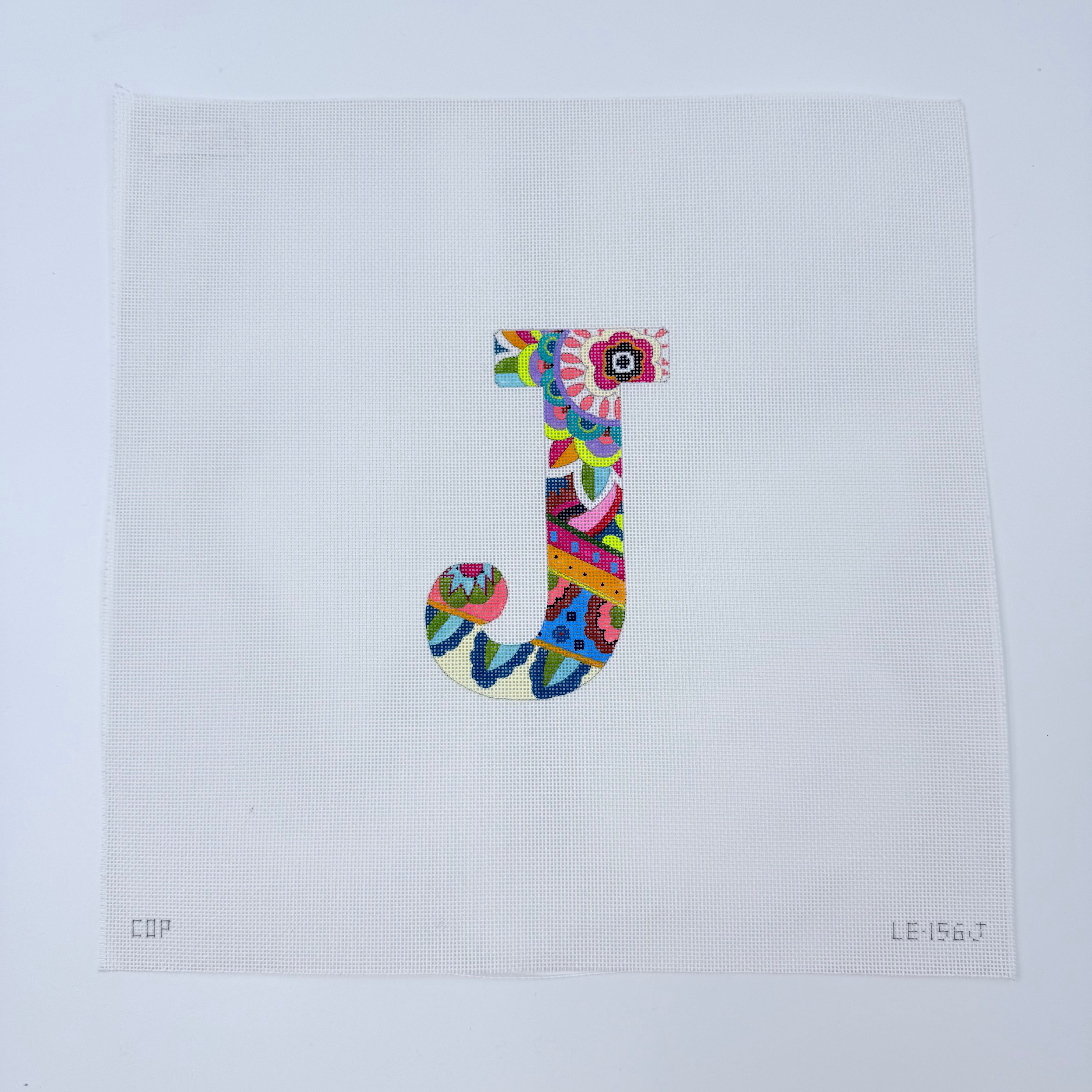 6" Colors of Praise Letter J Canvas - KC Needlepoint