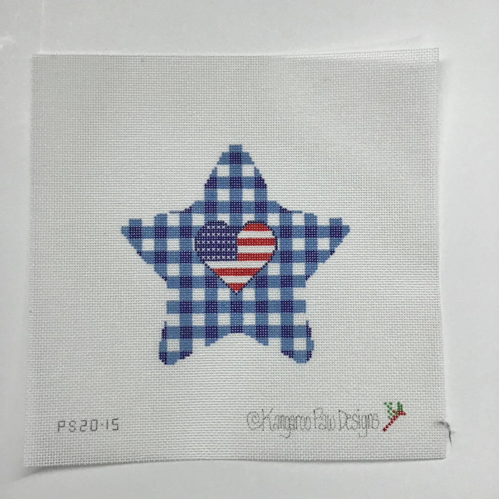 Gingham with Heart Canvas - KC Needlepoint