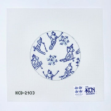Apres Ski Round Needlepoint Canvas - KC Needlepoint