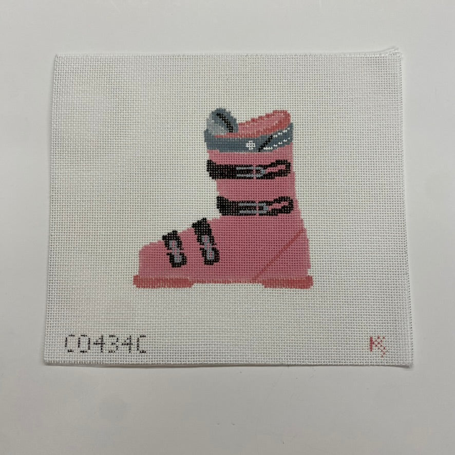 Pink Ski Boot Canvas - KC Needlepoint