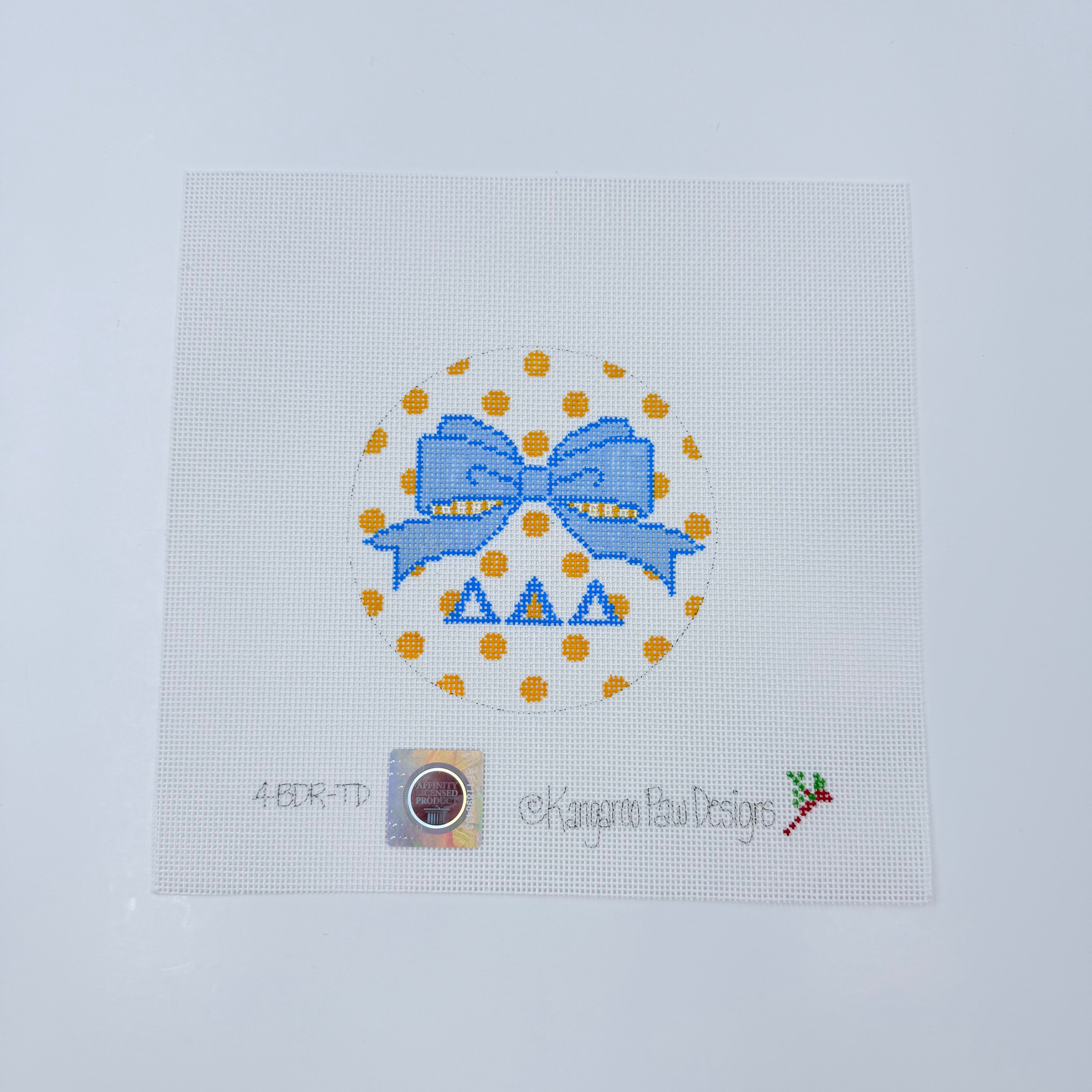 Delta Delta Delta Bow Round Canvas - KC Needlepoint