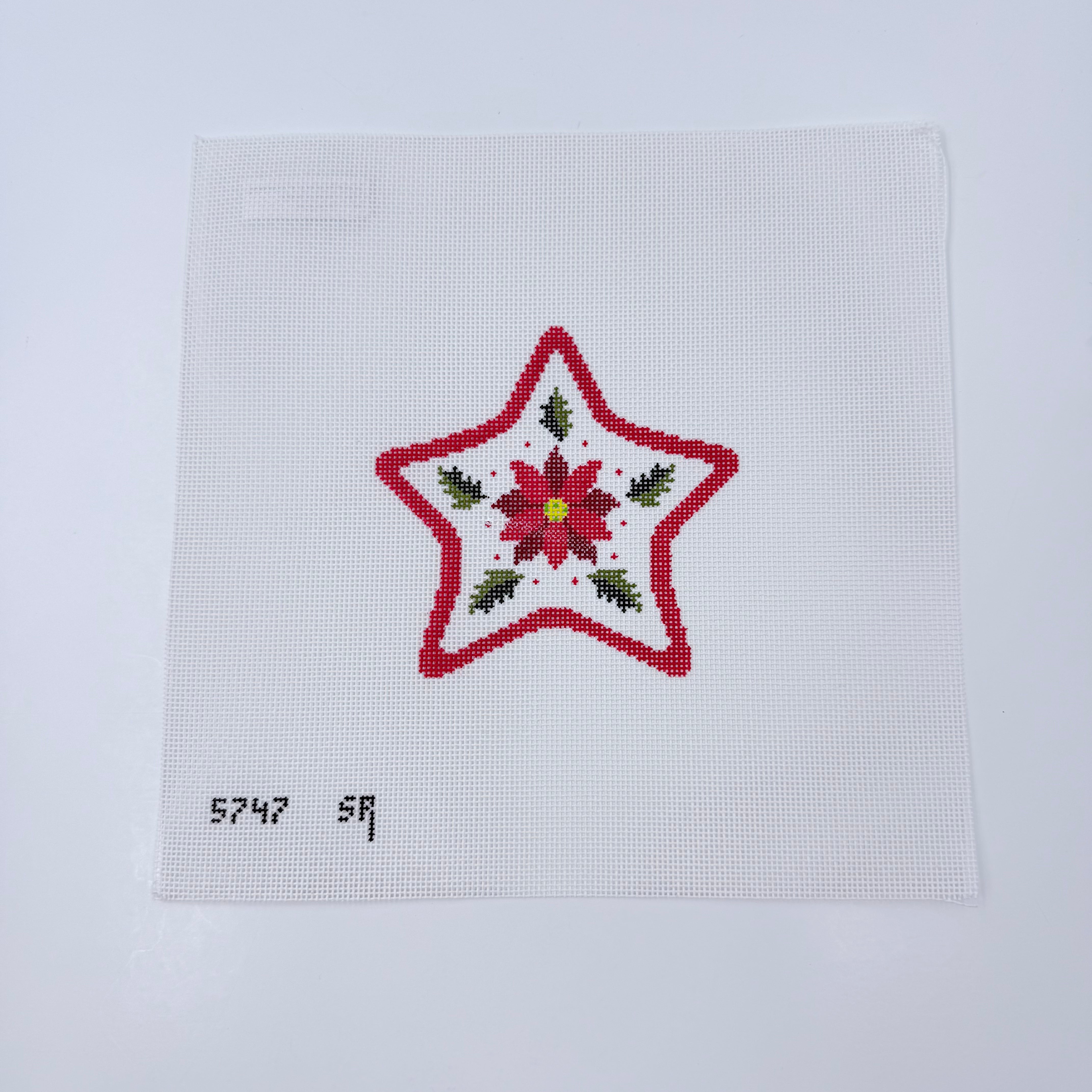 Poinsettia Star Canvas - KC Needlepoint