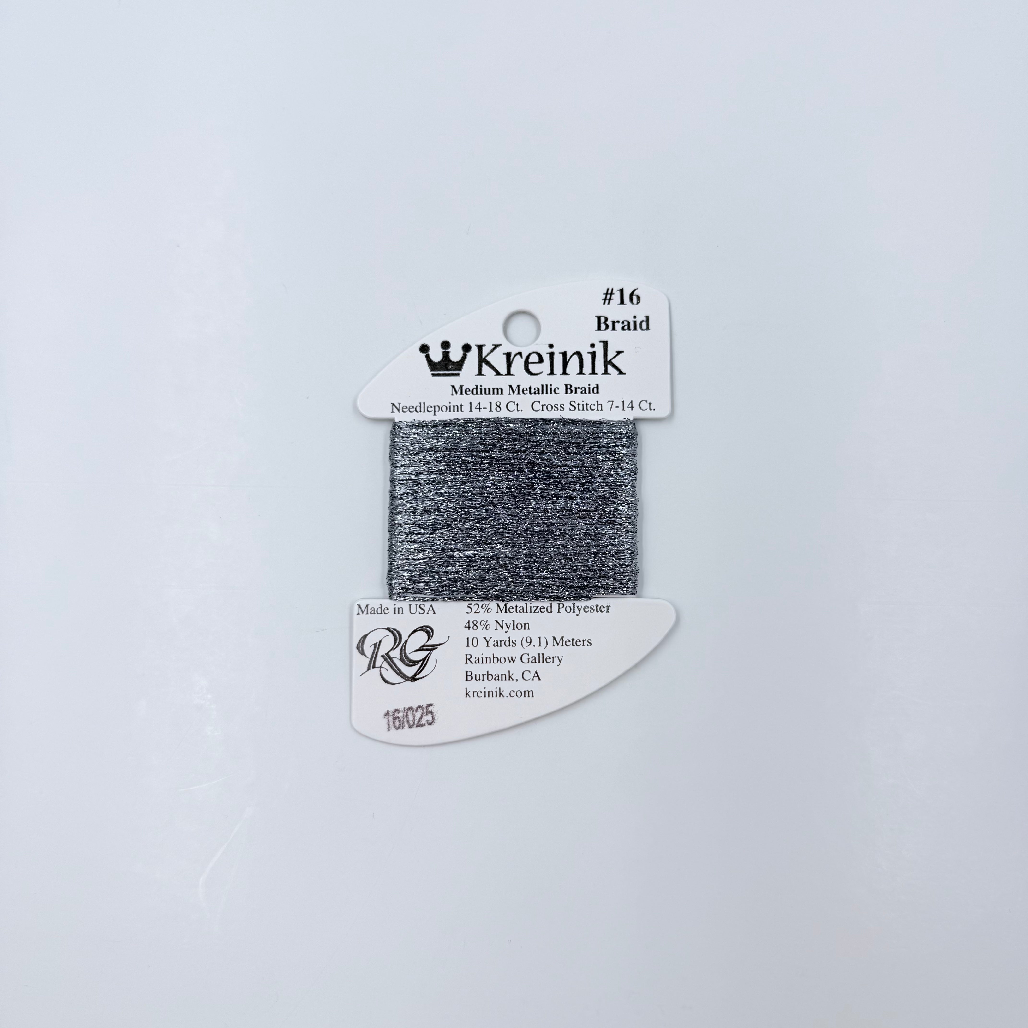 Kreinik Card Size 16 025 Grey - KC Needlepoint