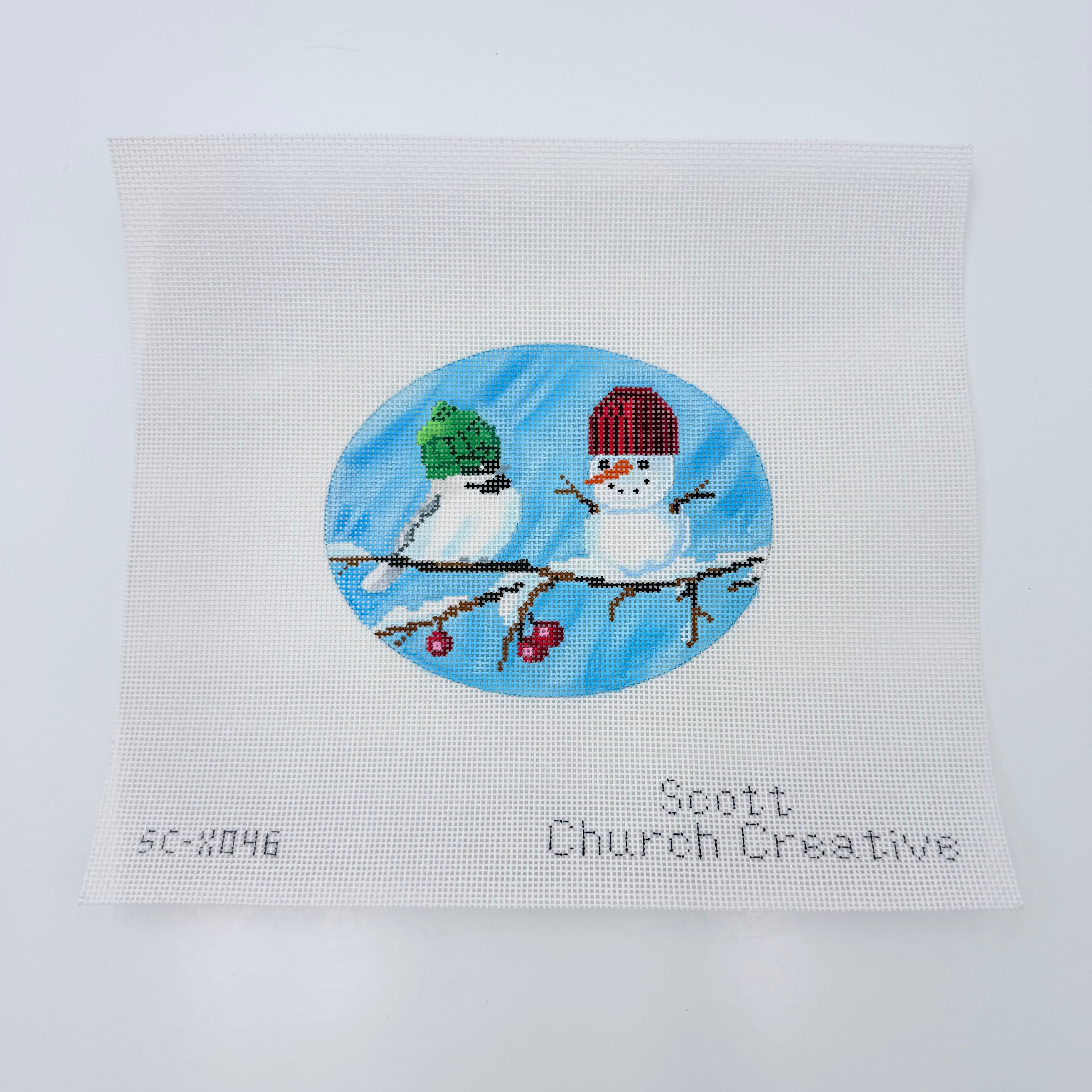 Bird and Snowman Canvas - KC Needlepoint