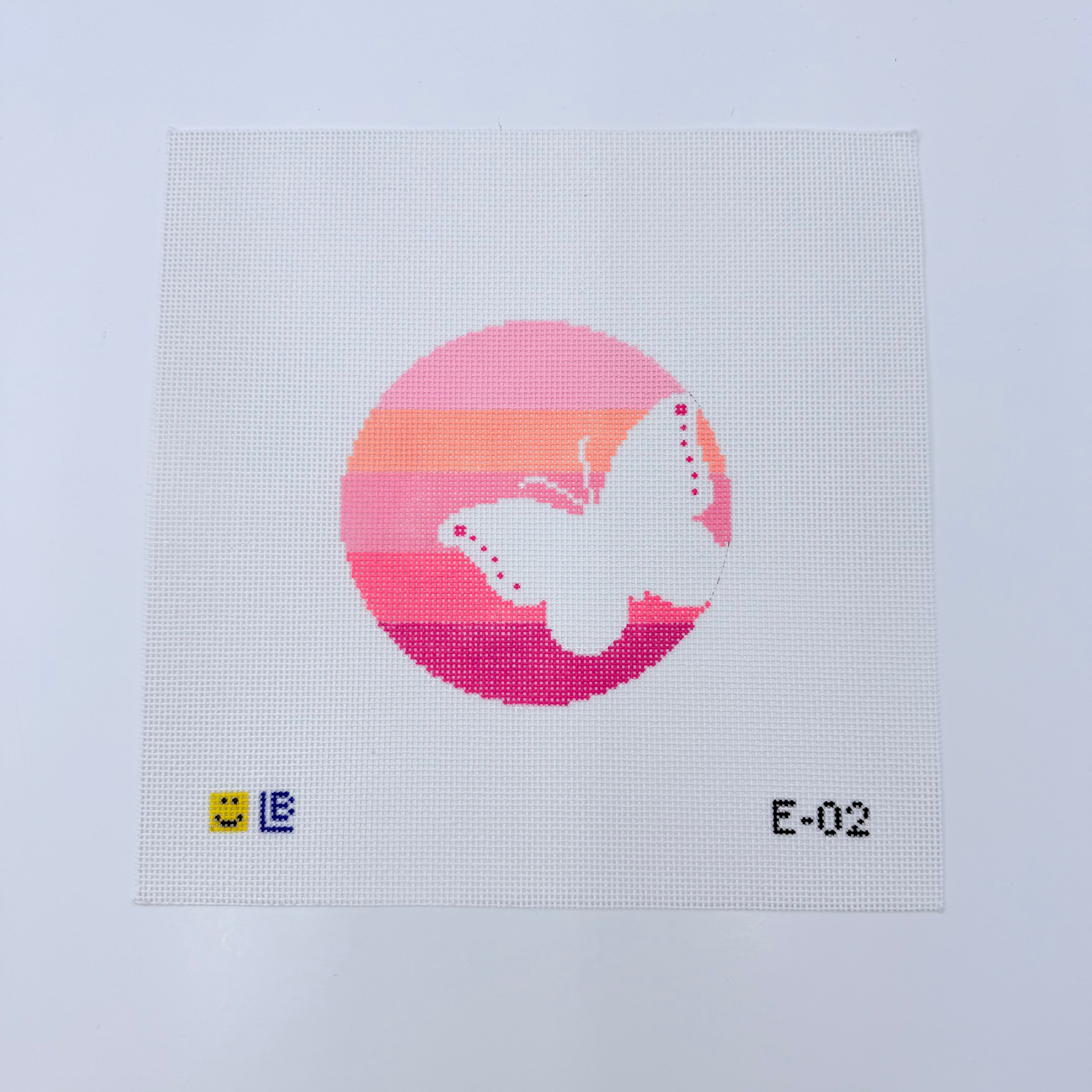 Butterfly on Stripes Canvas - KC Needlepoint