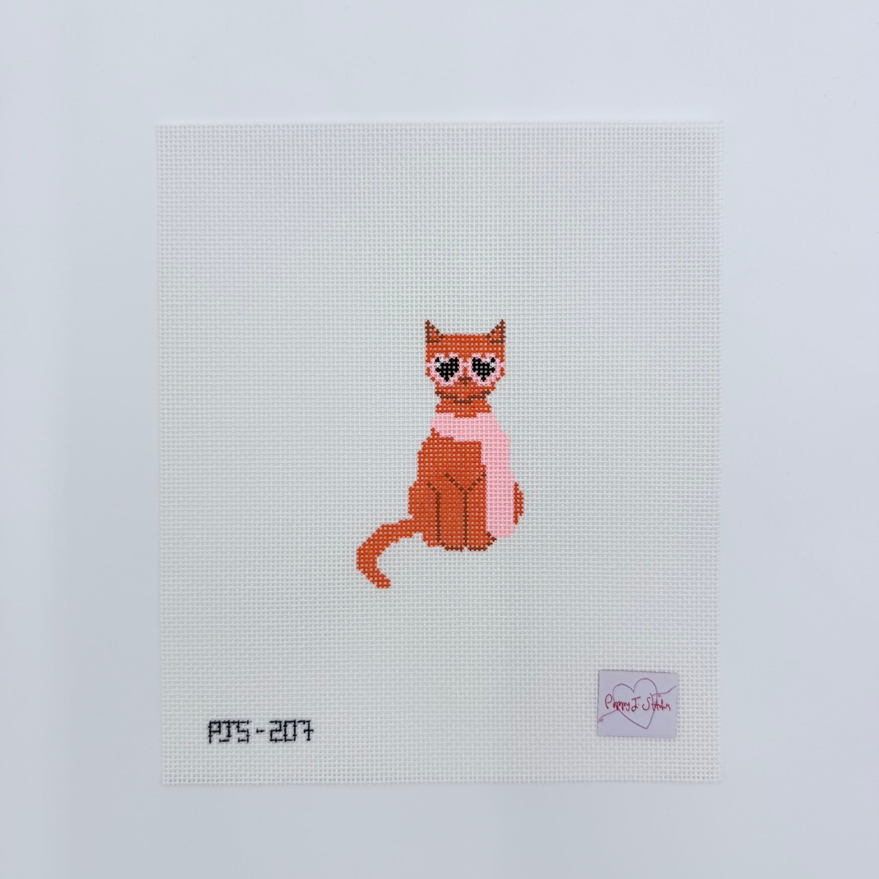 Mini Fab Orange Cat Canvas - KC Needlepoint