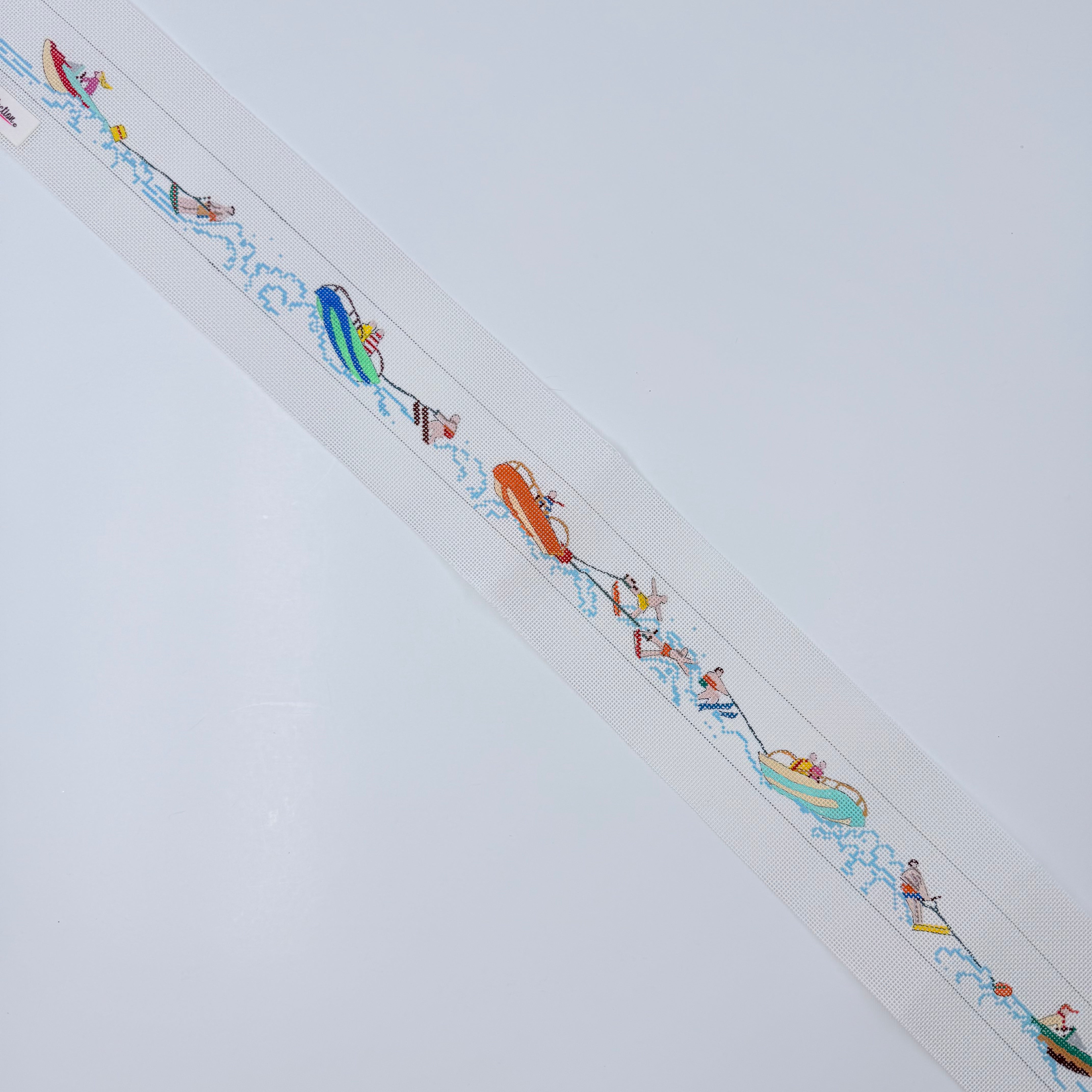 Water Skiers Belt Canvas - KC Needlepoint