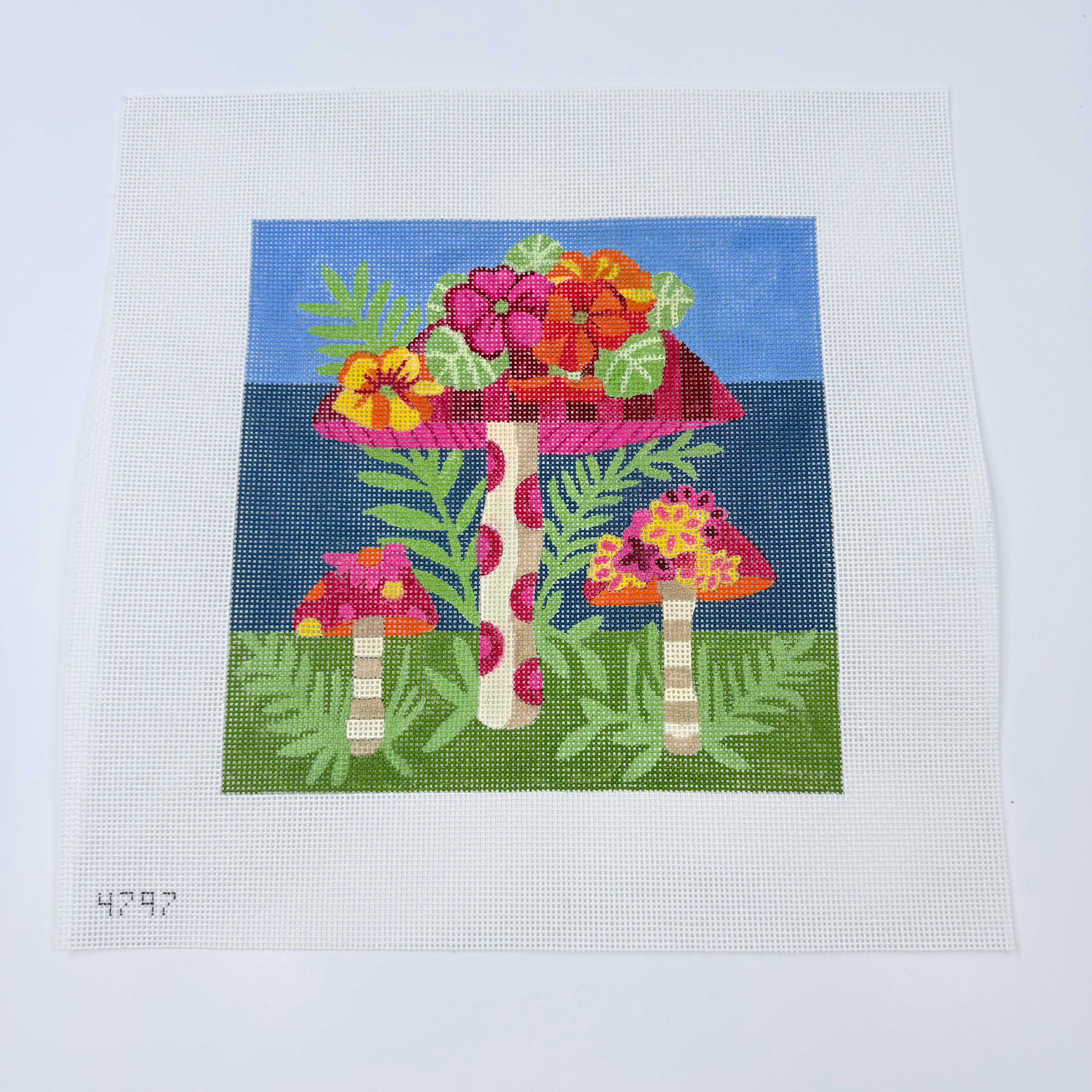 Floral Caps Mushrooms Canvas - KC Needlepoint