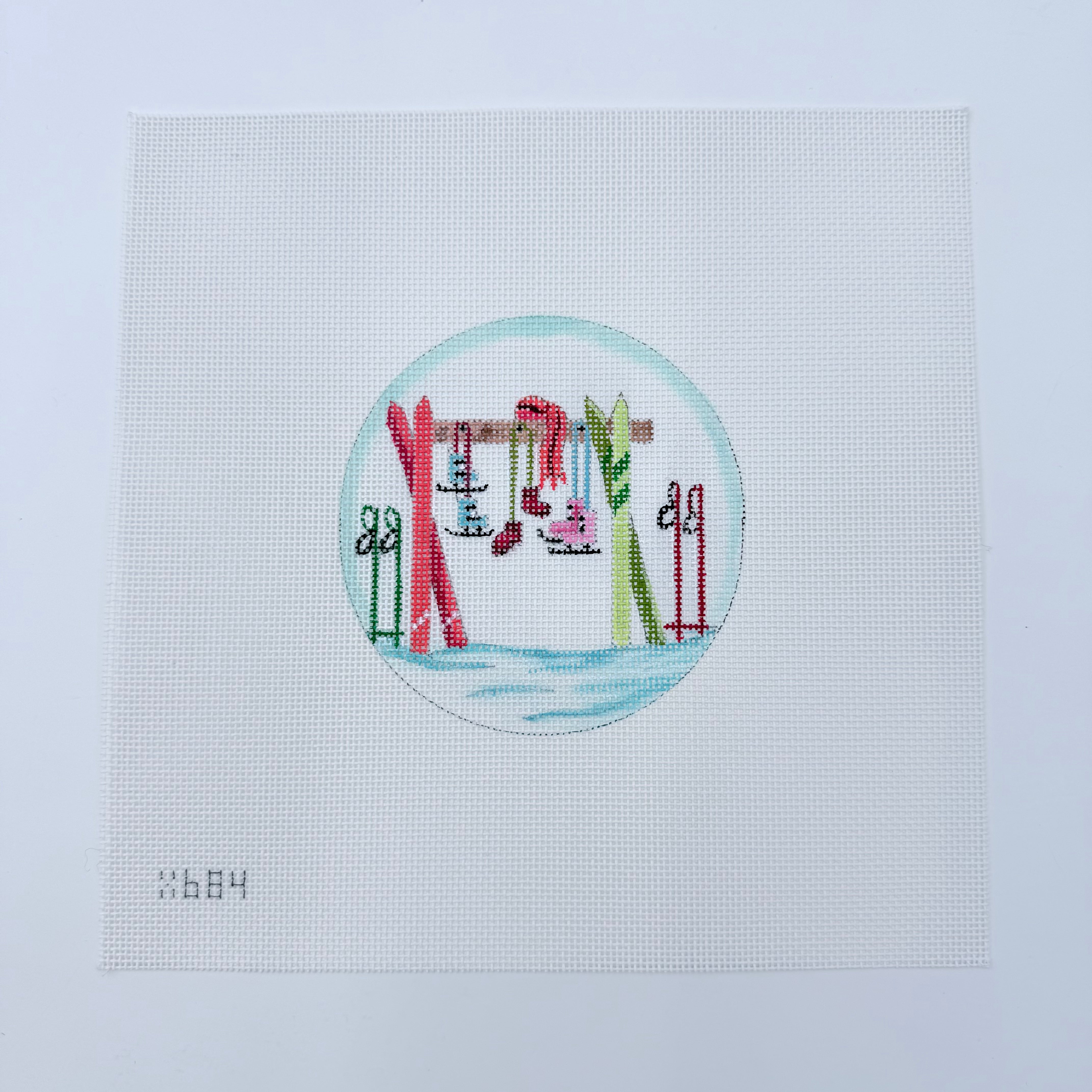 Skis and Poles Canvas - KC Needlepoint