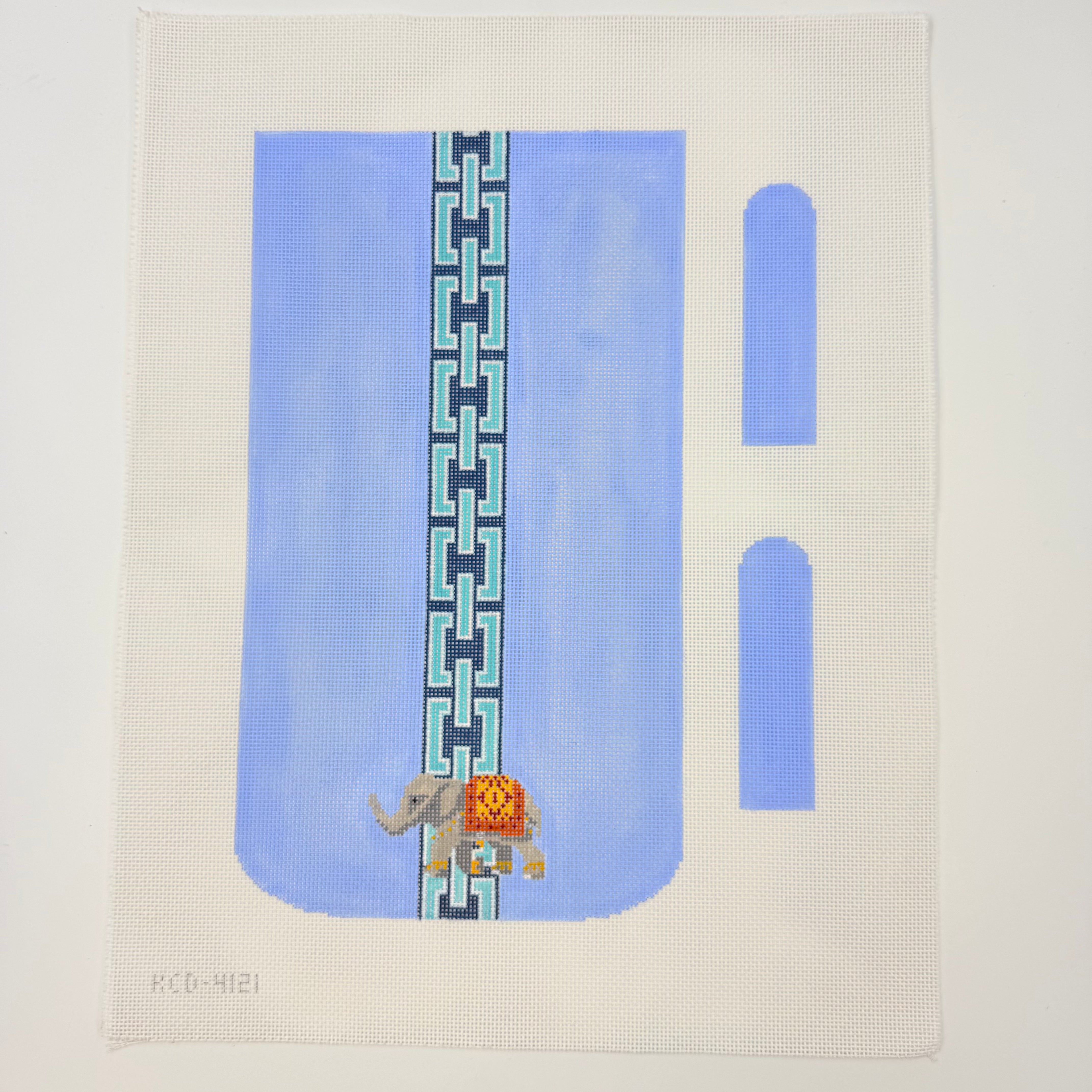 Elephant on Blue Purse Canvas - KC Needlepoint