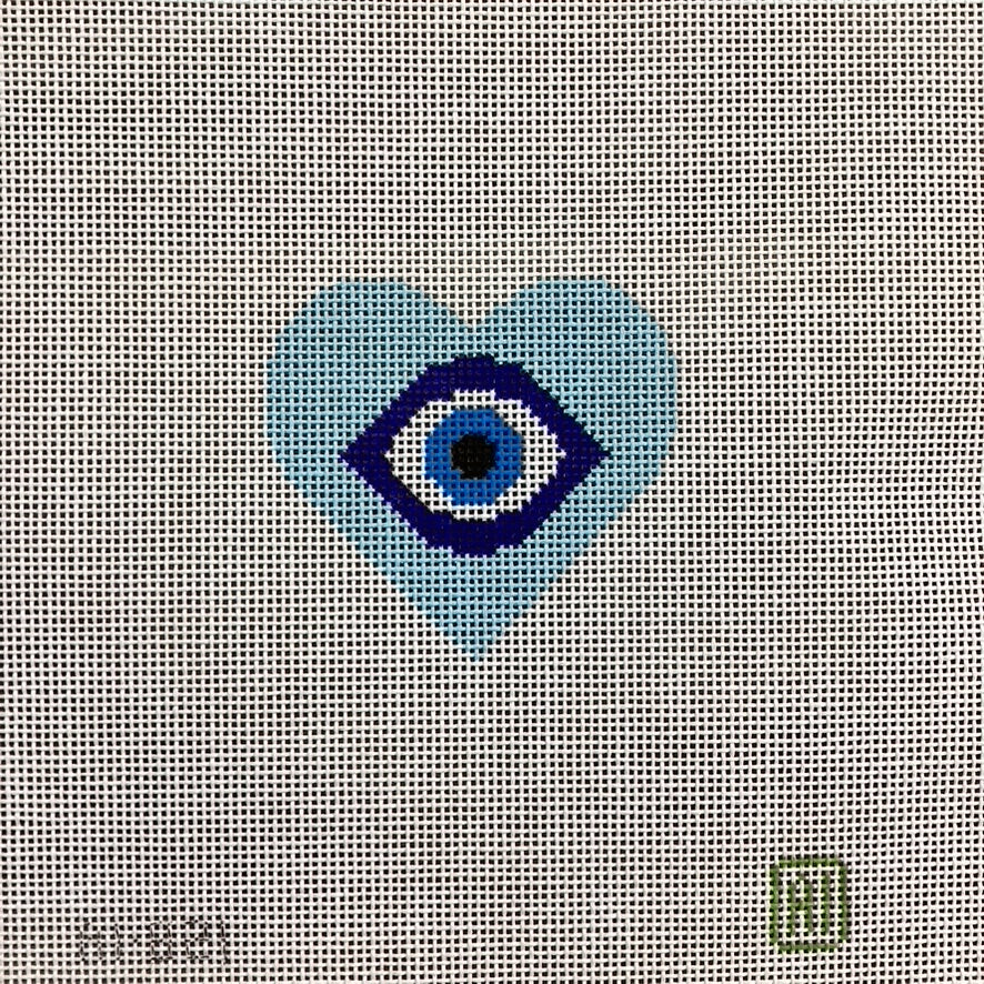 Heart Evil Eye Canvas - KC Needlepoint