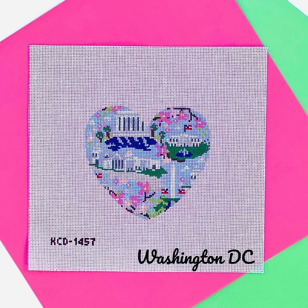 Washington D.C. Heart Canvas - KC Needlepoint