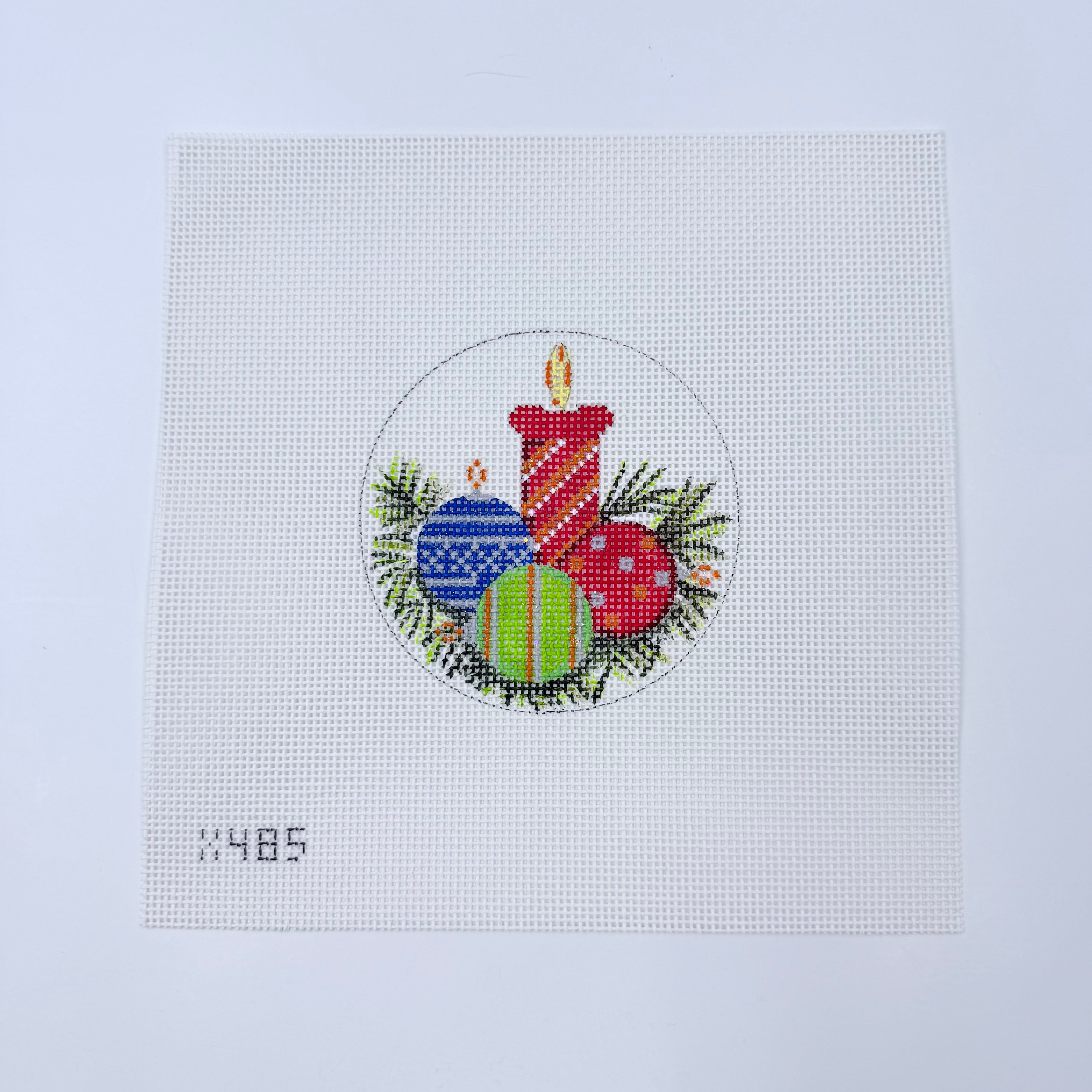 Candle and Ornaments Canvas - KC Needlepoint