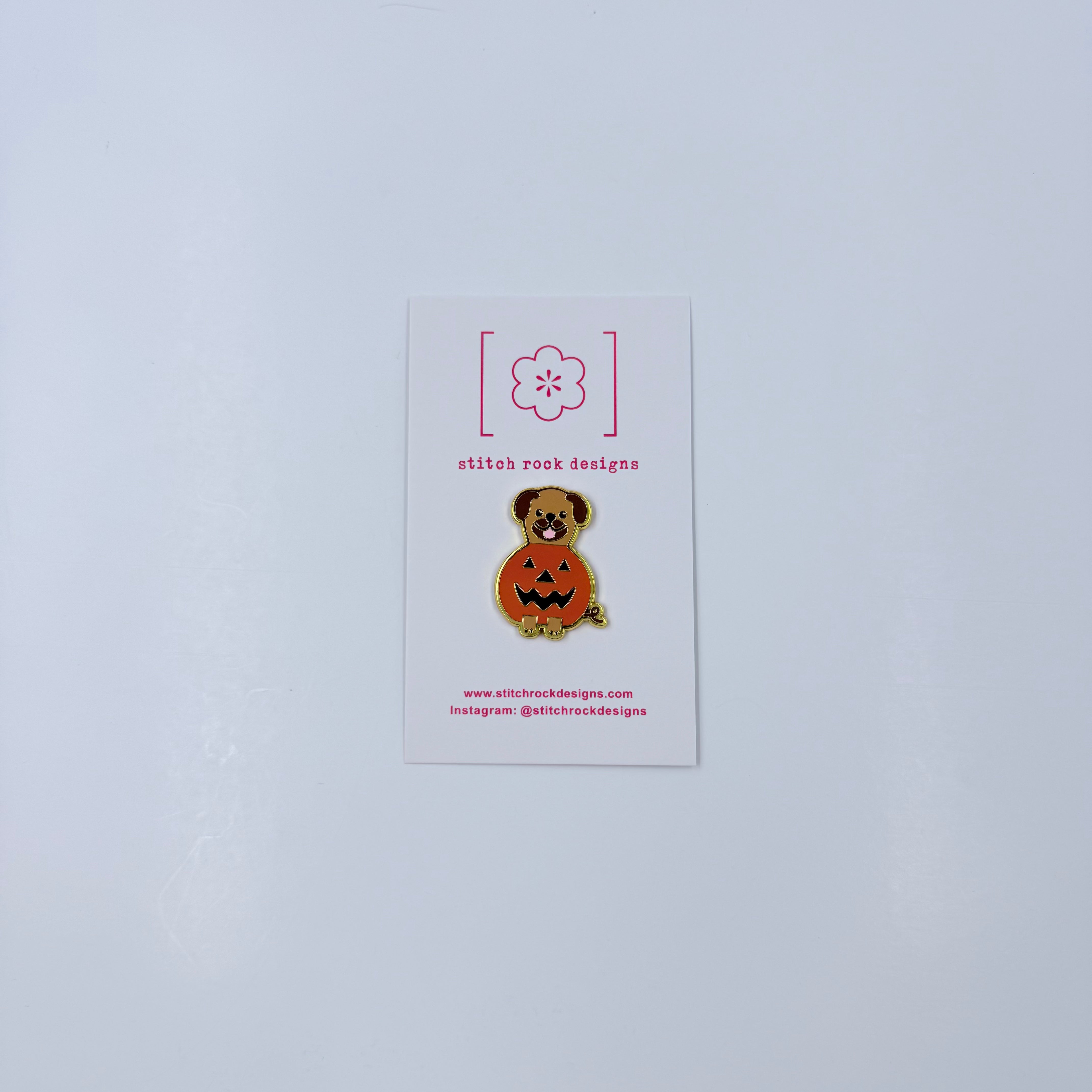 Pug in a Pumpkin Needle Minder - KC Needlepoint