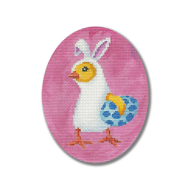 Chick in Bunny Costume Canvas - KC Needlepoint