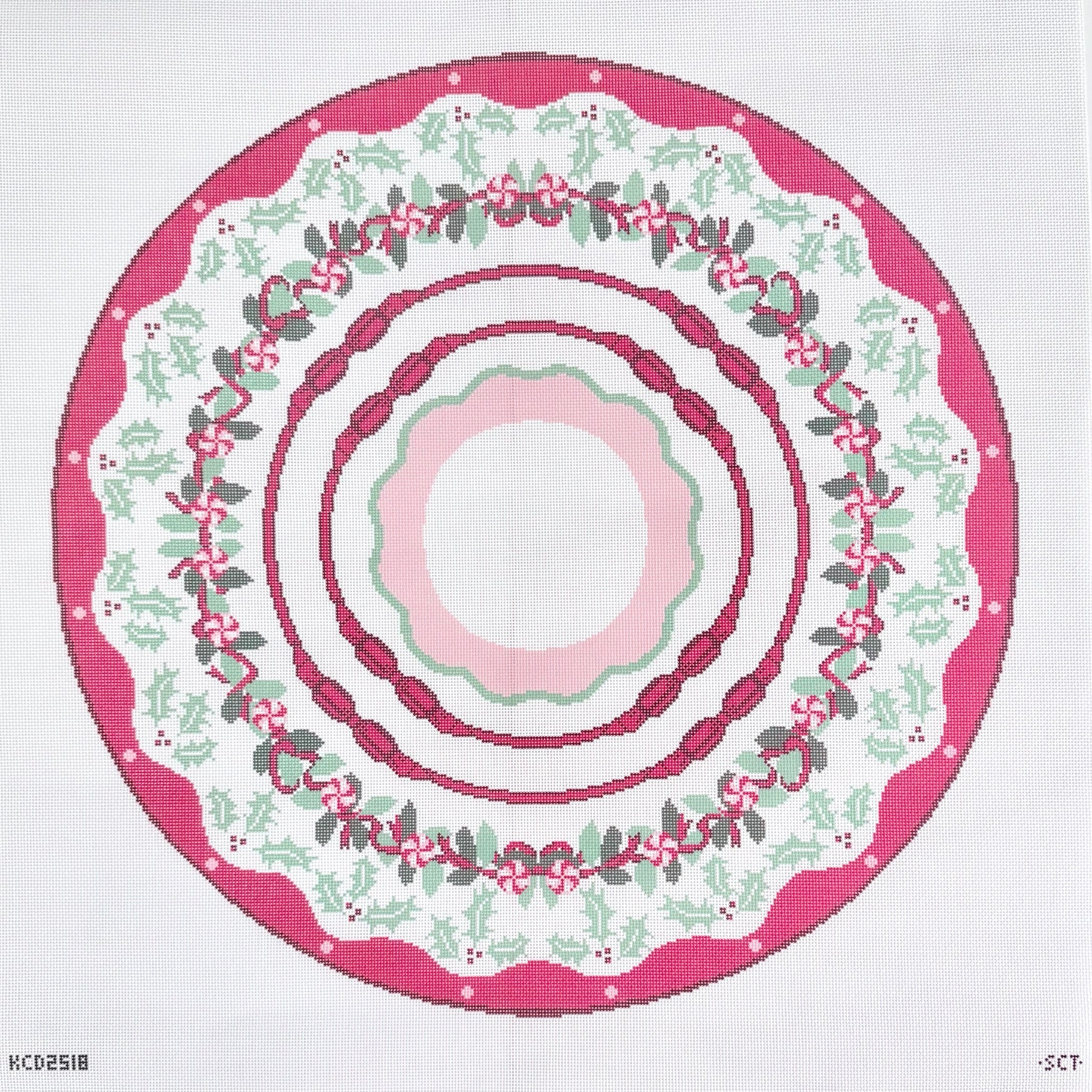 Mini/Tabletop Tree Skirt Needlepoint Canvas - KC Needlepoint