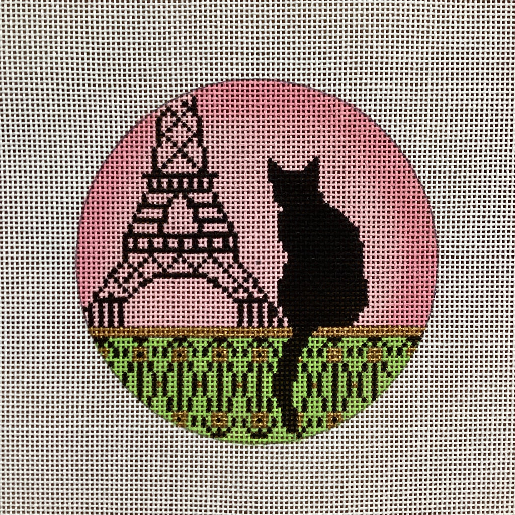 Travel Round Cat - Paris Canvas - KC Needlepoint