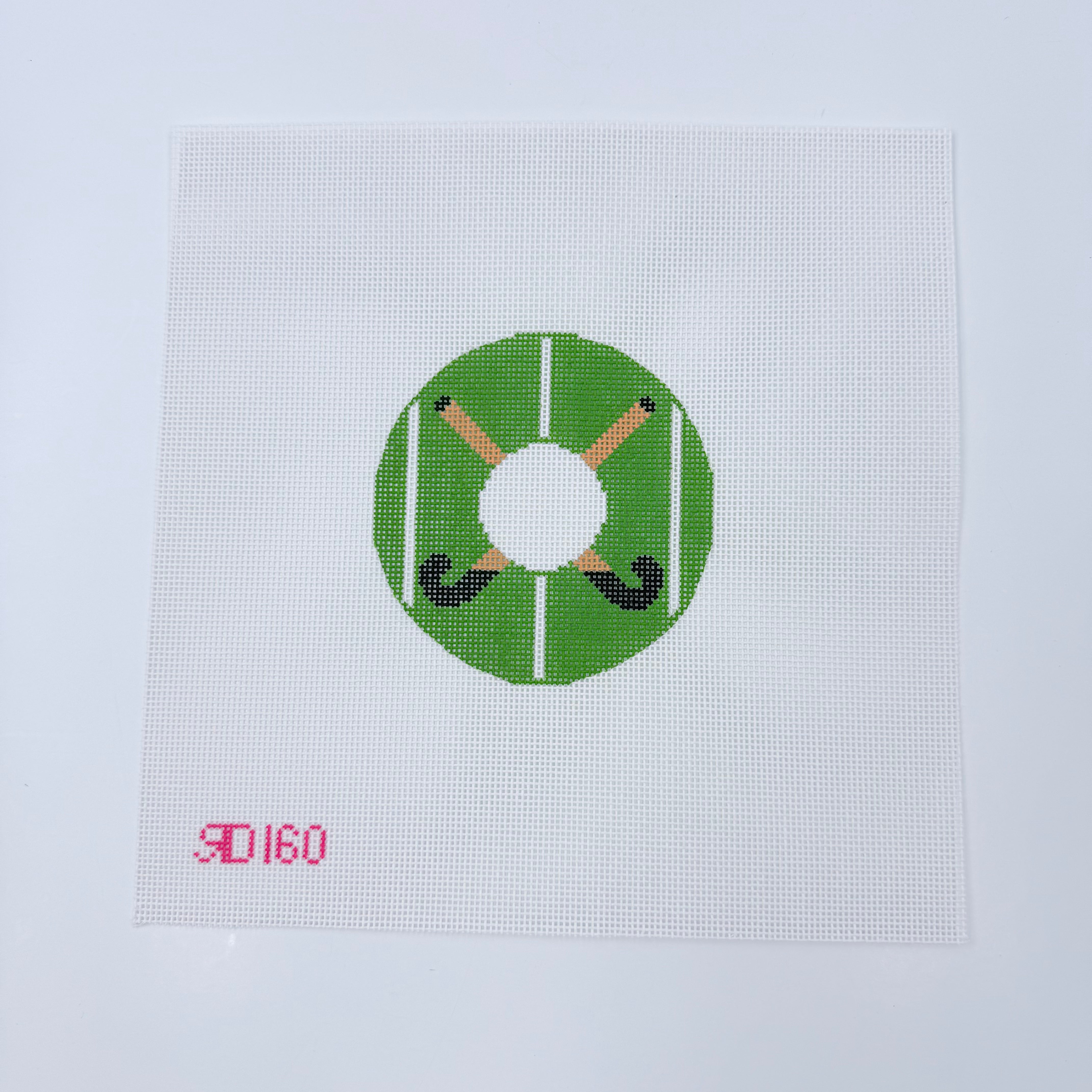 Field Hockey Round Canvas - KC Needlepoint