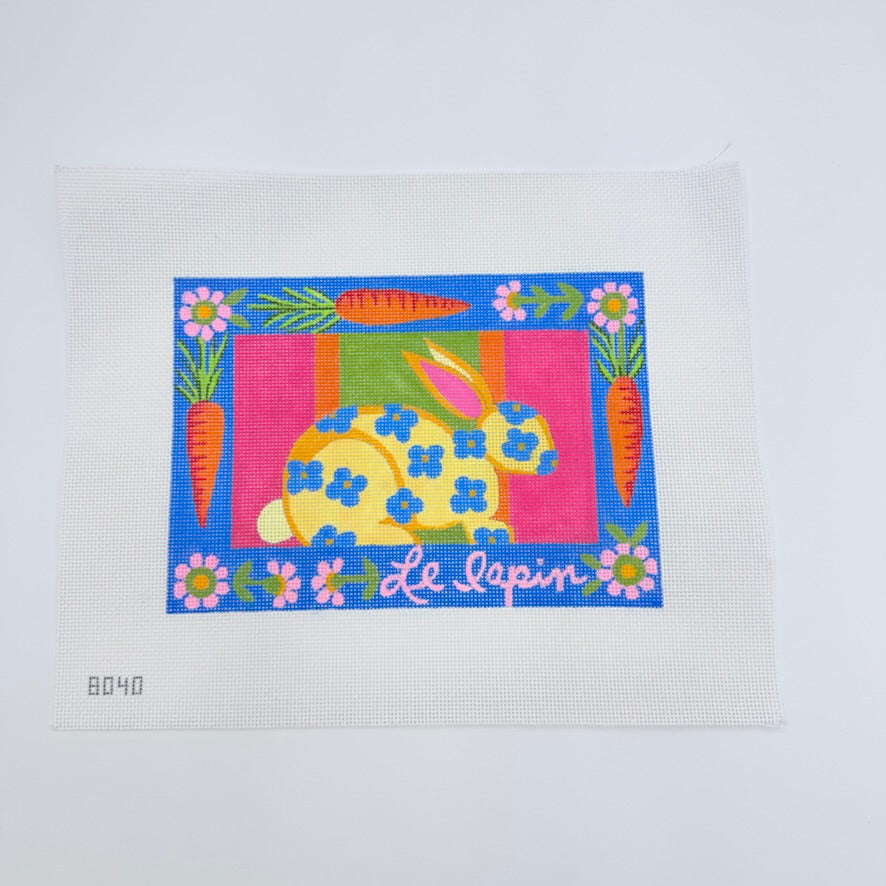 Colorful Le Lapin Canvas - KC Needlepoint