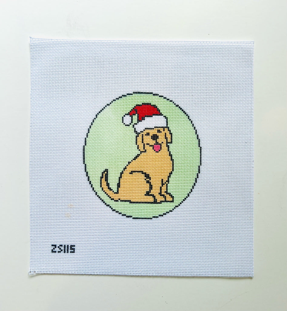 Christmas Yellow Lab Canvas - KC Needlepoint