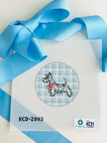 Scottie Dog Round Needlepoint Canvas - KC Needlepoint