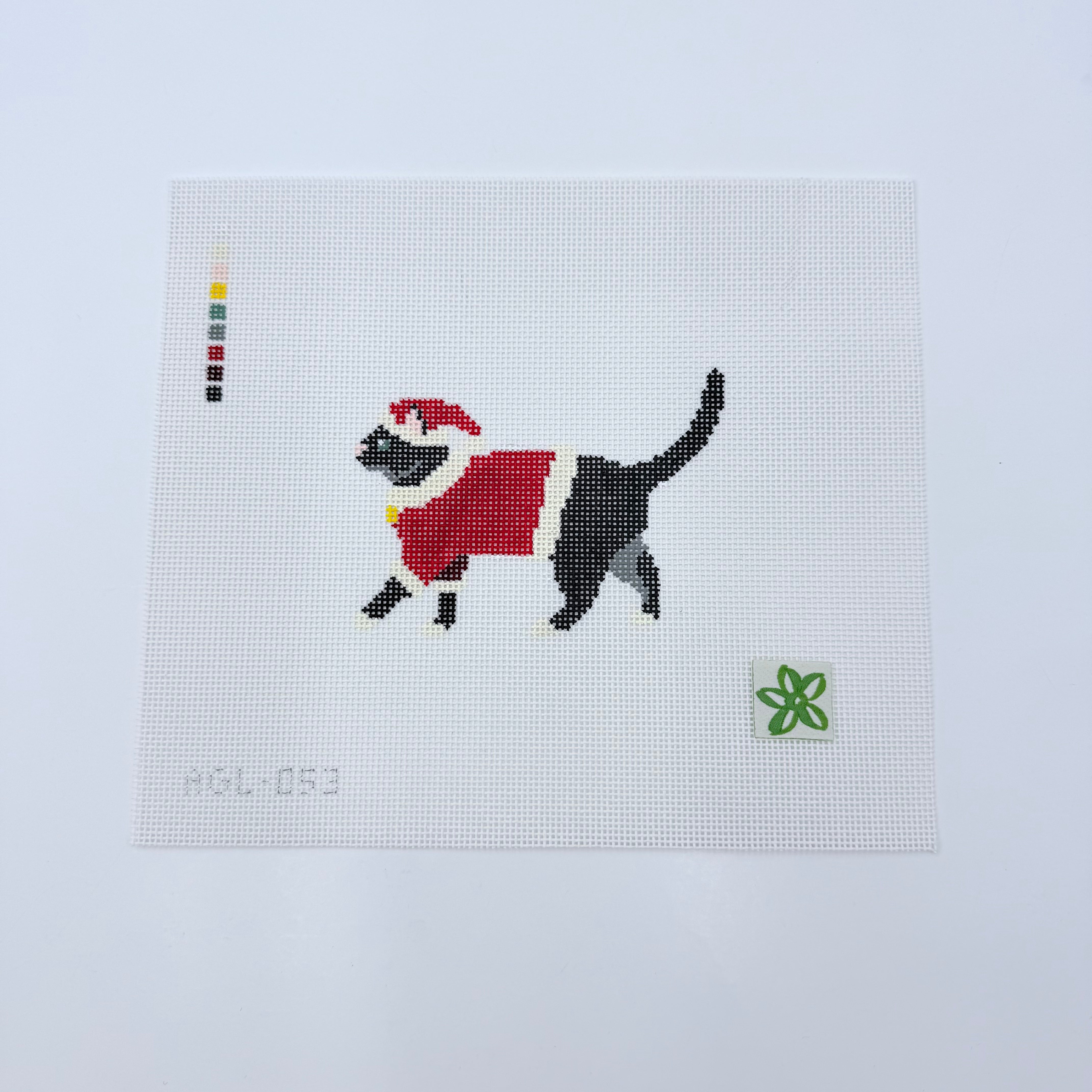 Santa Black Cat Canvas - KC Needlepoint
