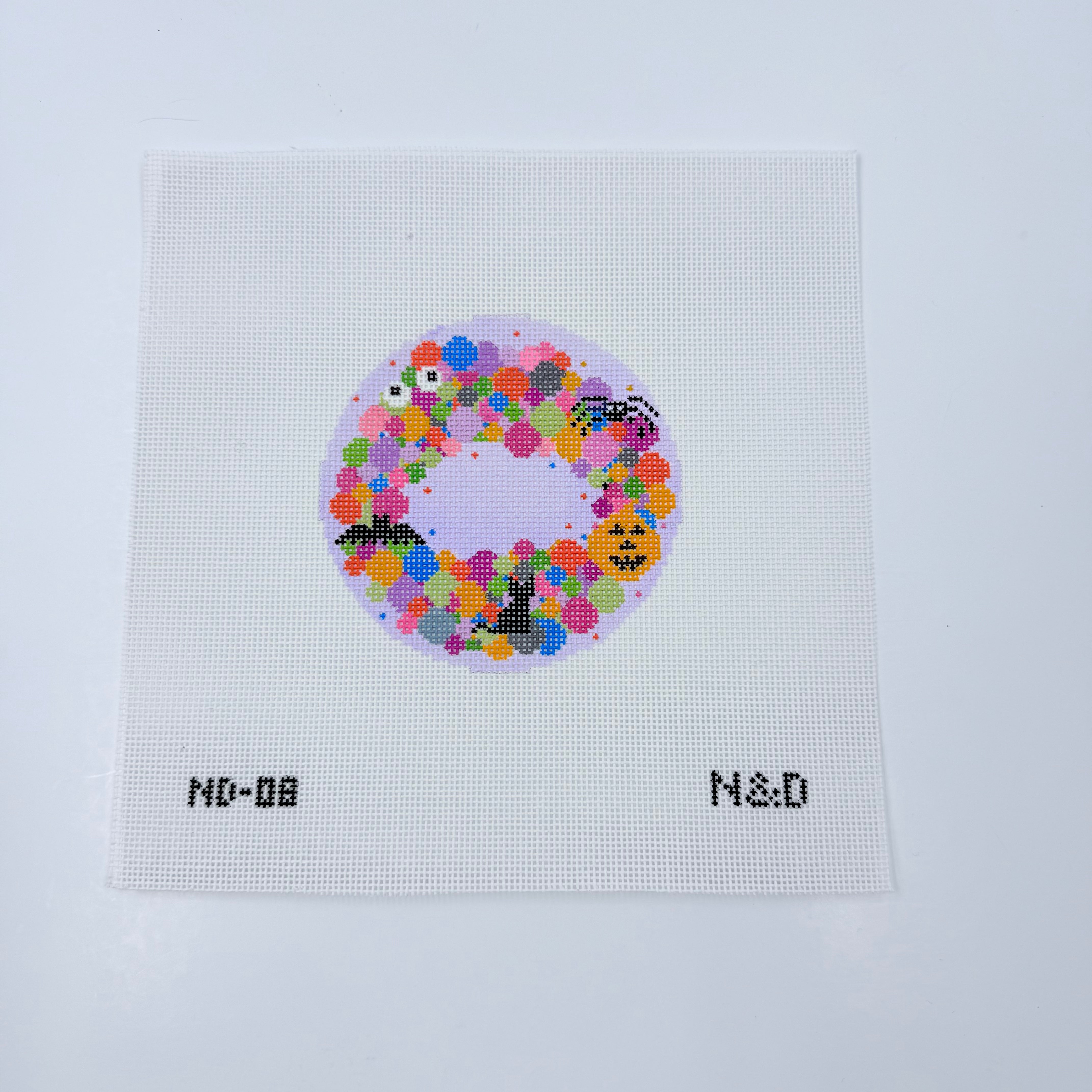 Colorful Spooky Wreath Canvas - KC Needlepoint