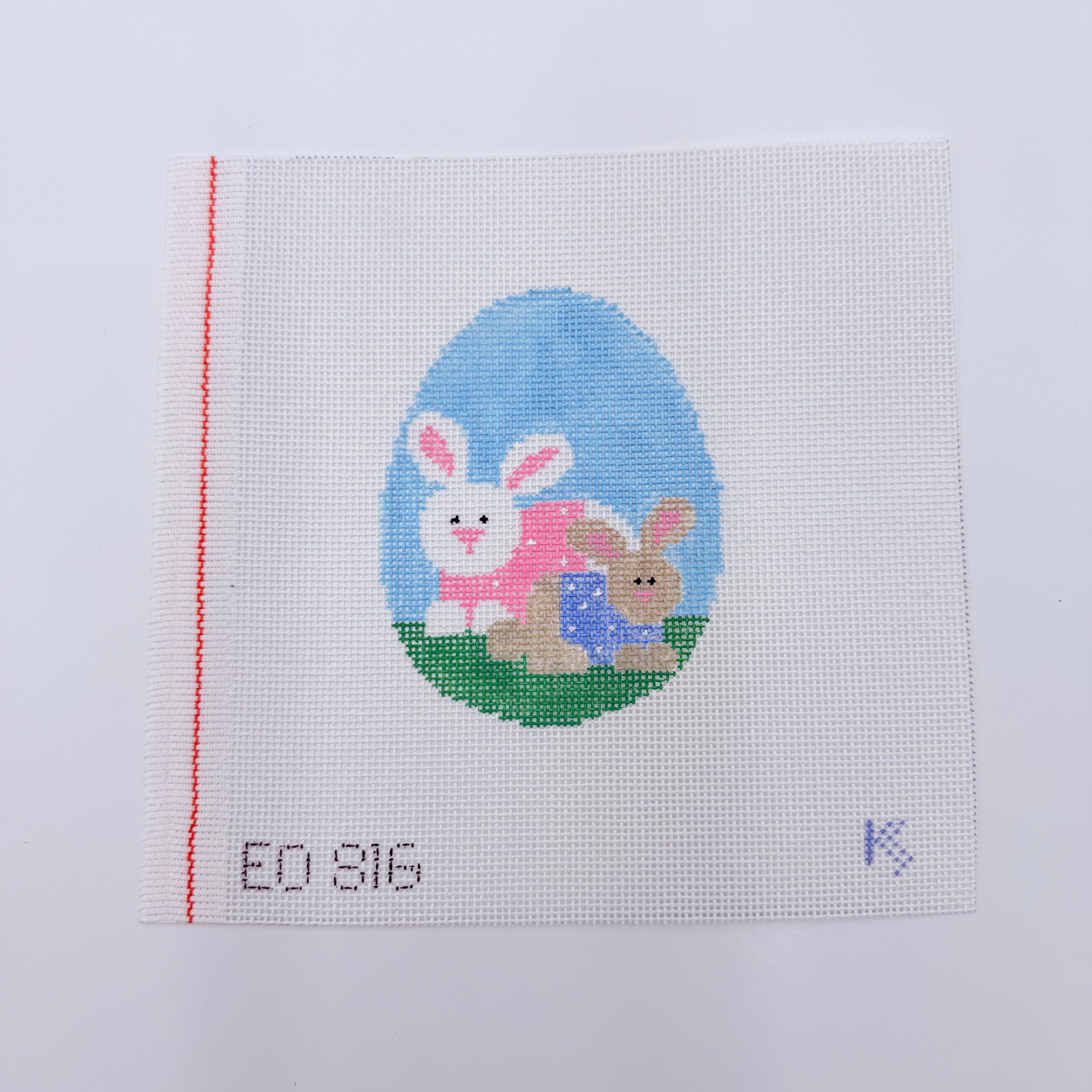 Mother & Baby Bunny Egg Canvas - KC Needlepoint
