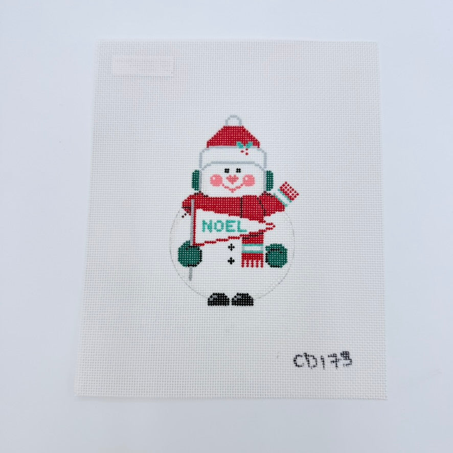 Red and Green Snowman Canvas - KC Needlepoint