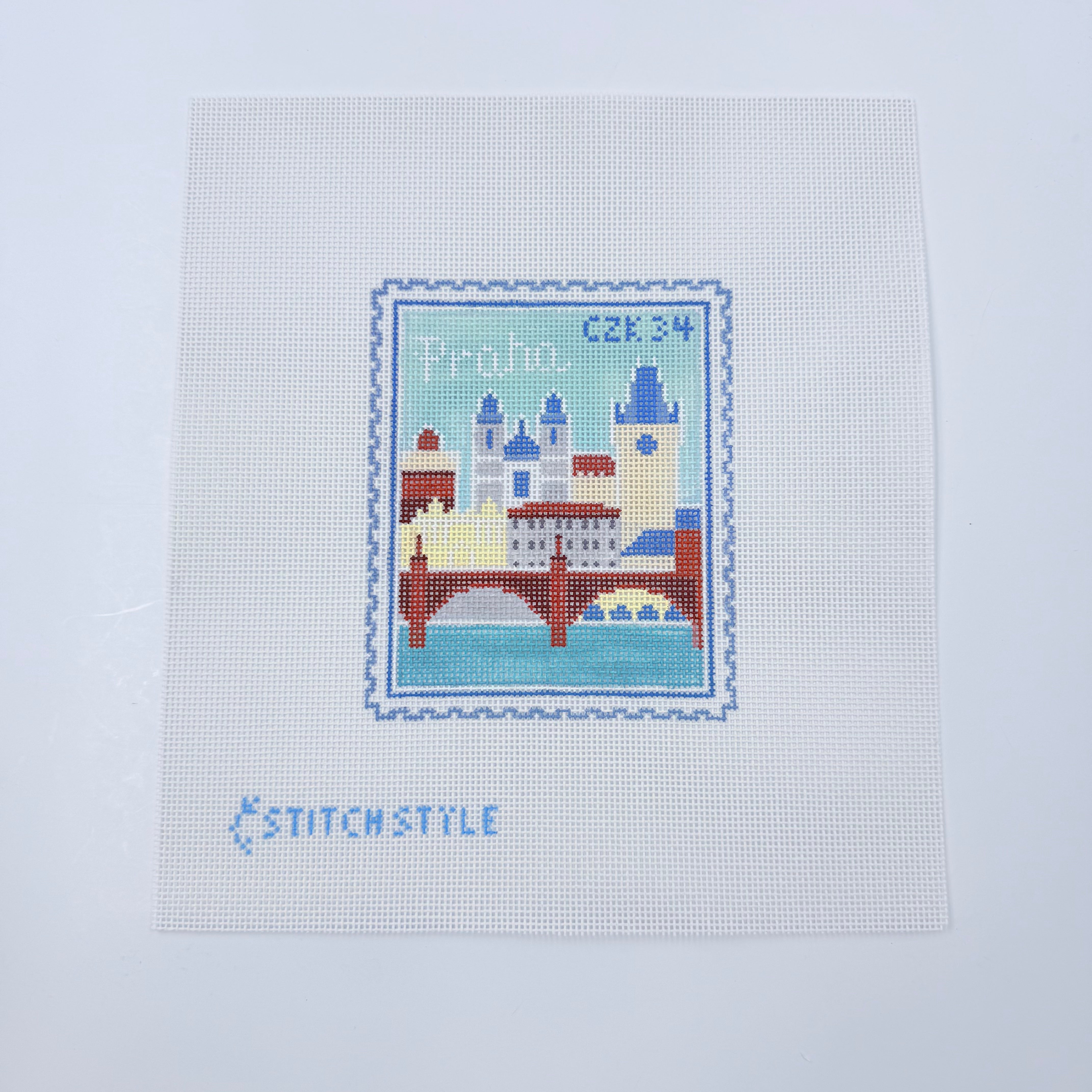 Prague Charles Bridge Stamp Needlepoint Canvas - KC Needlepoint