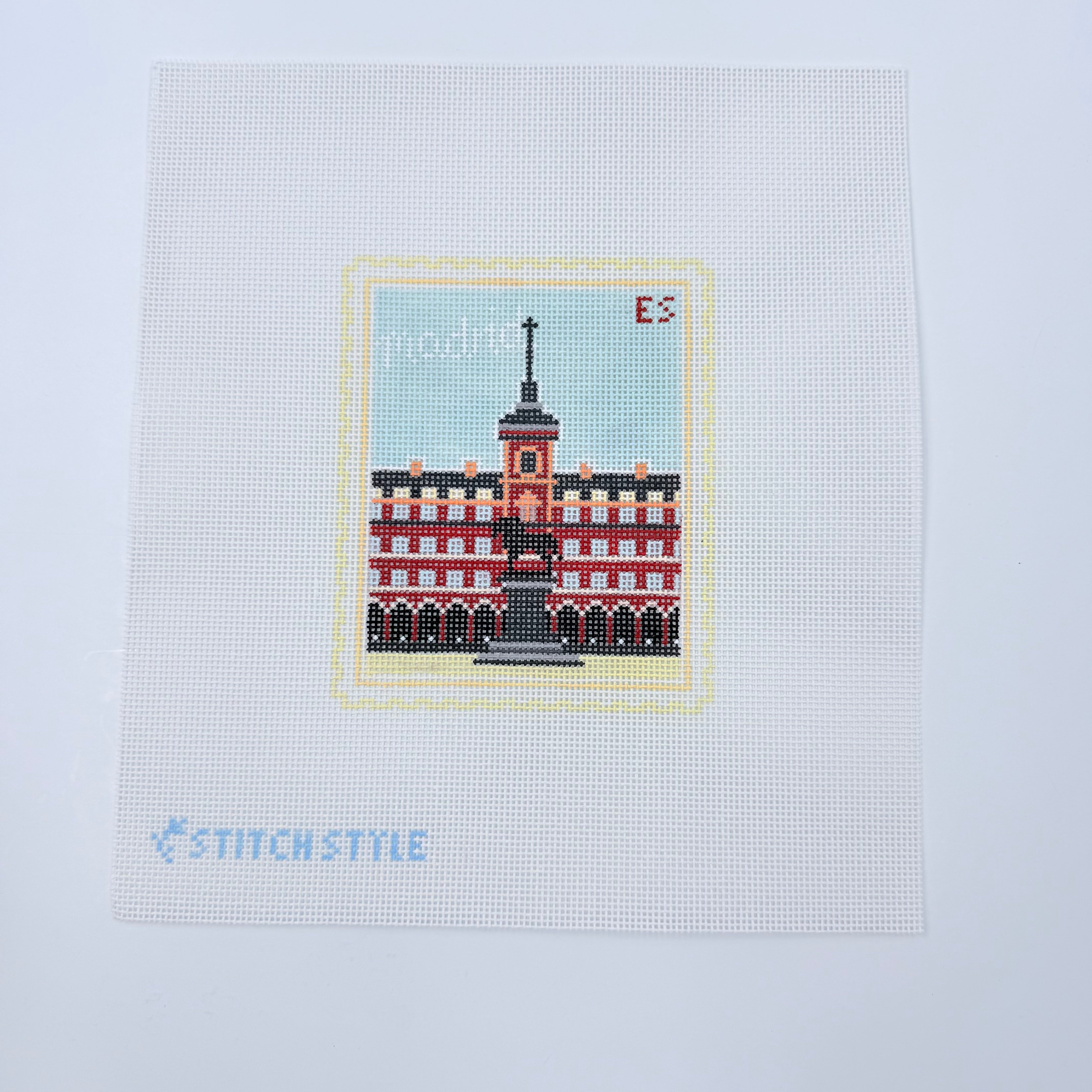 Madrid Plaza Mayor Stamp Needlepoint Canvas - KC Needlepoint
