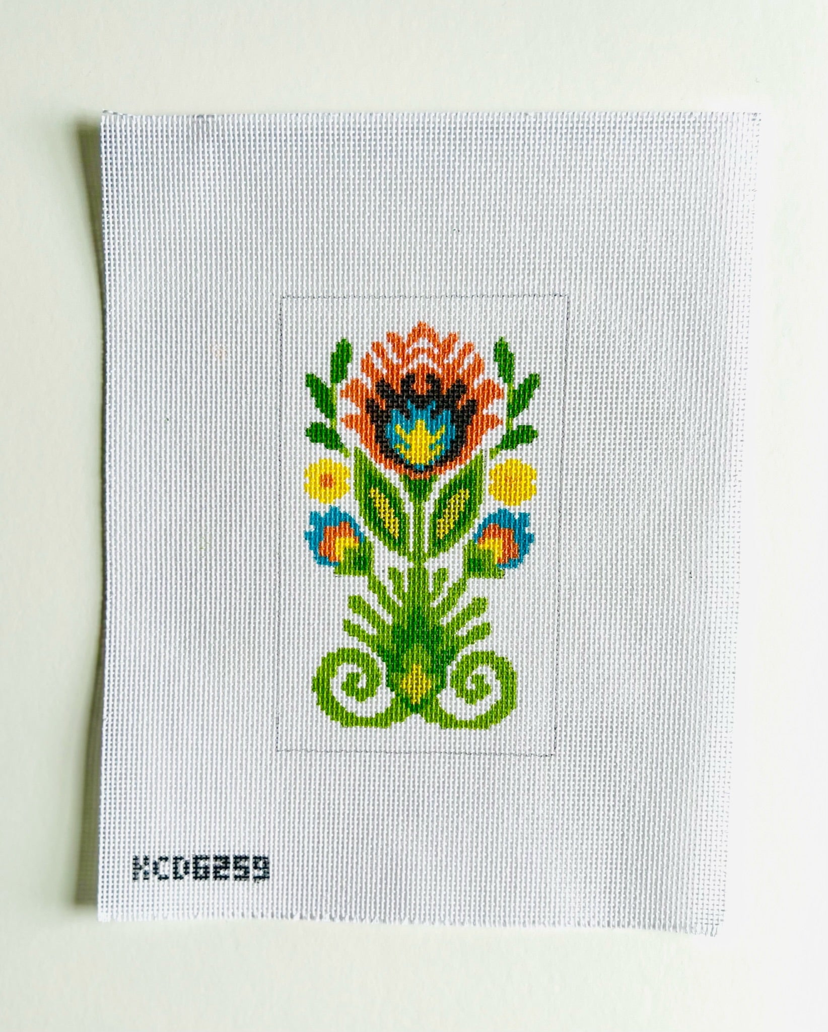 Orange Spice Polish Field Design Eyeglass Case Insert Canvas - KC Needlepoint