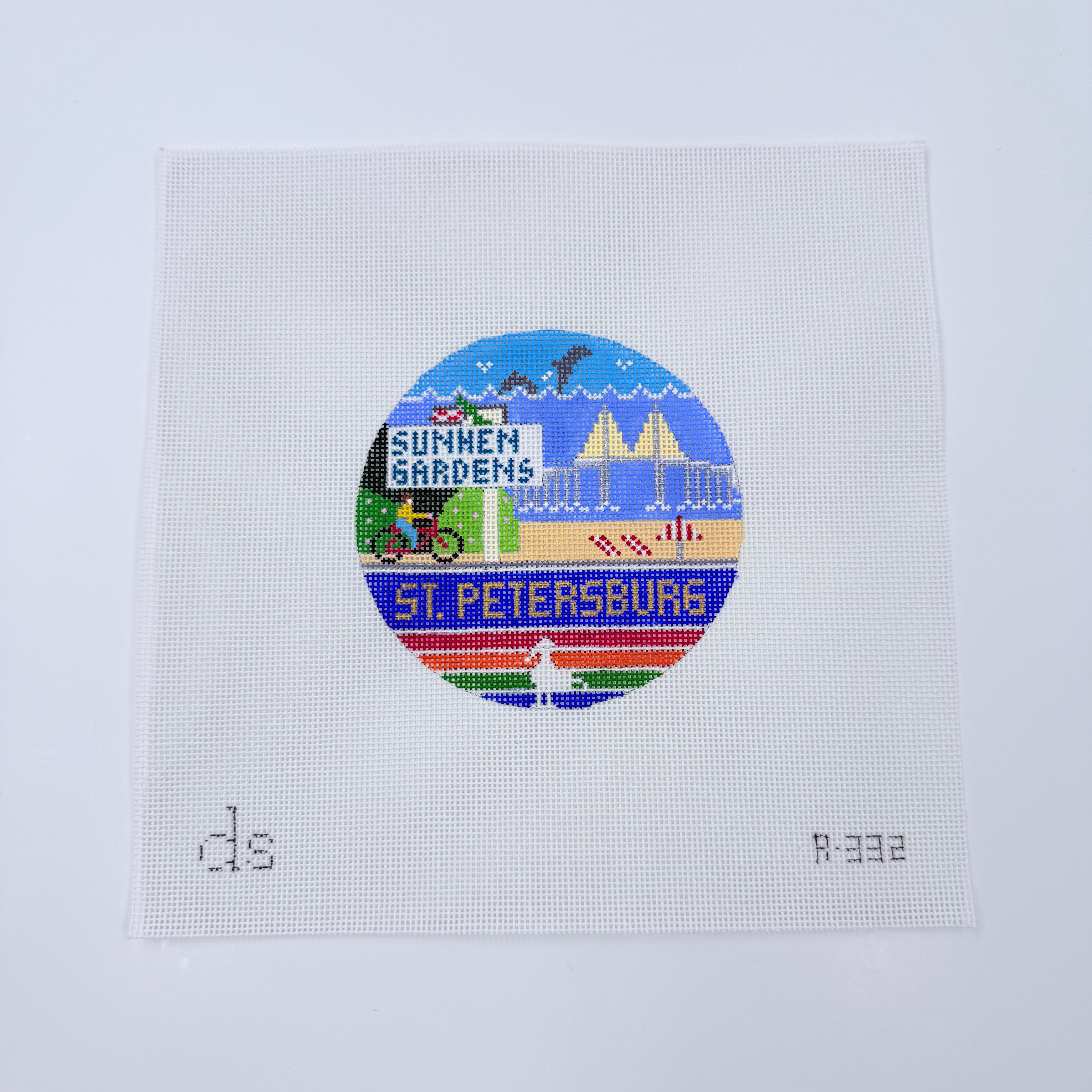 St. Petersburg Travel Round Needlepoint Canvas - KC Needlepoint