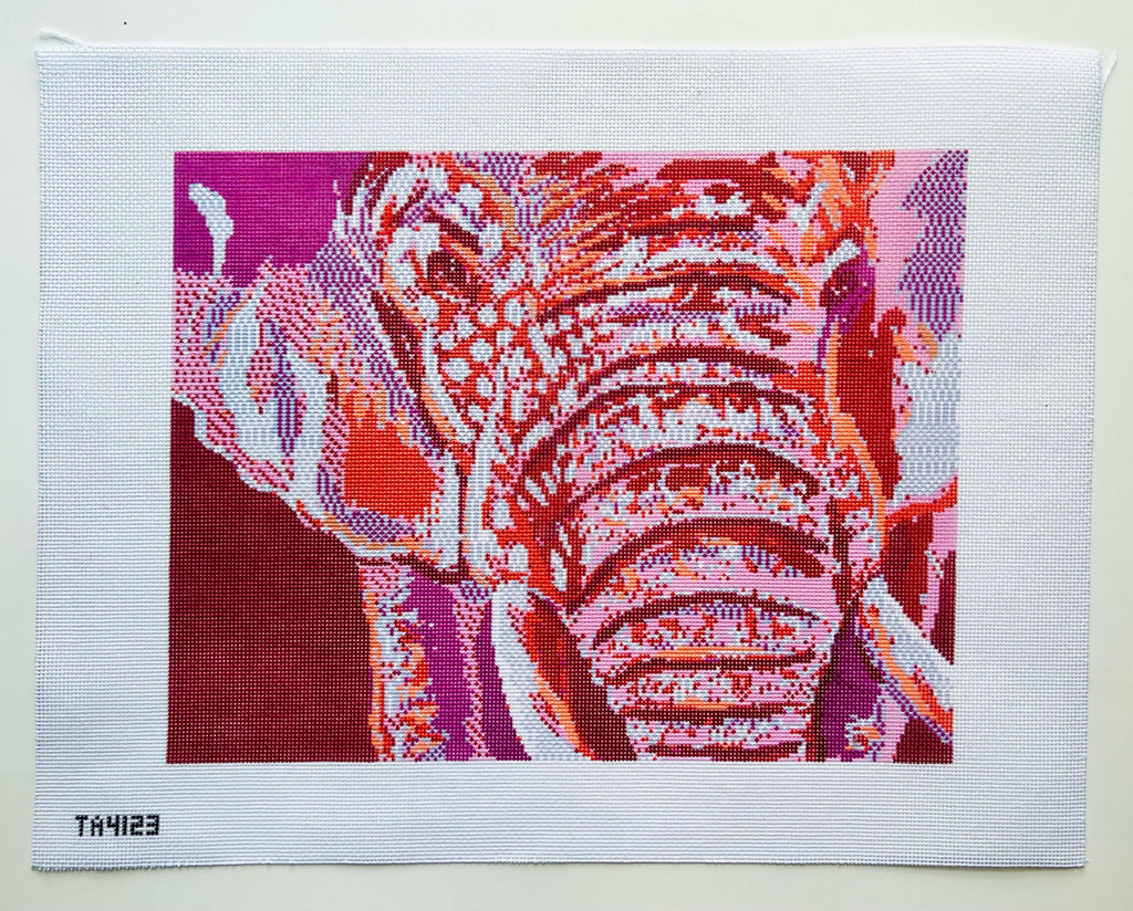 Pink Elephant Needlepoint Canvas - KC Needlepoint