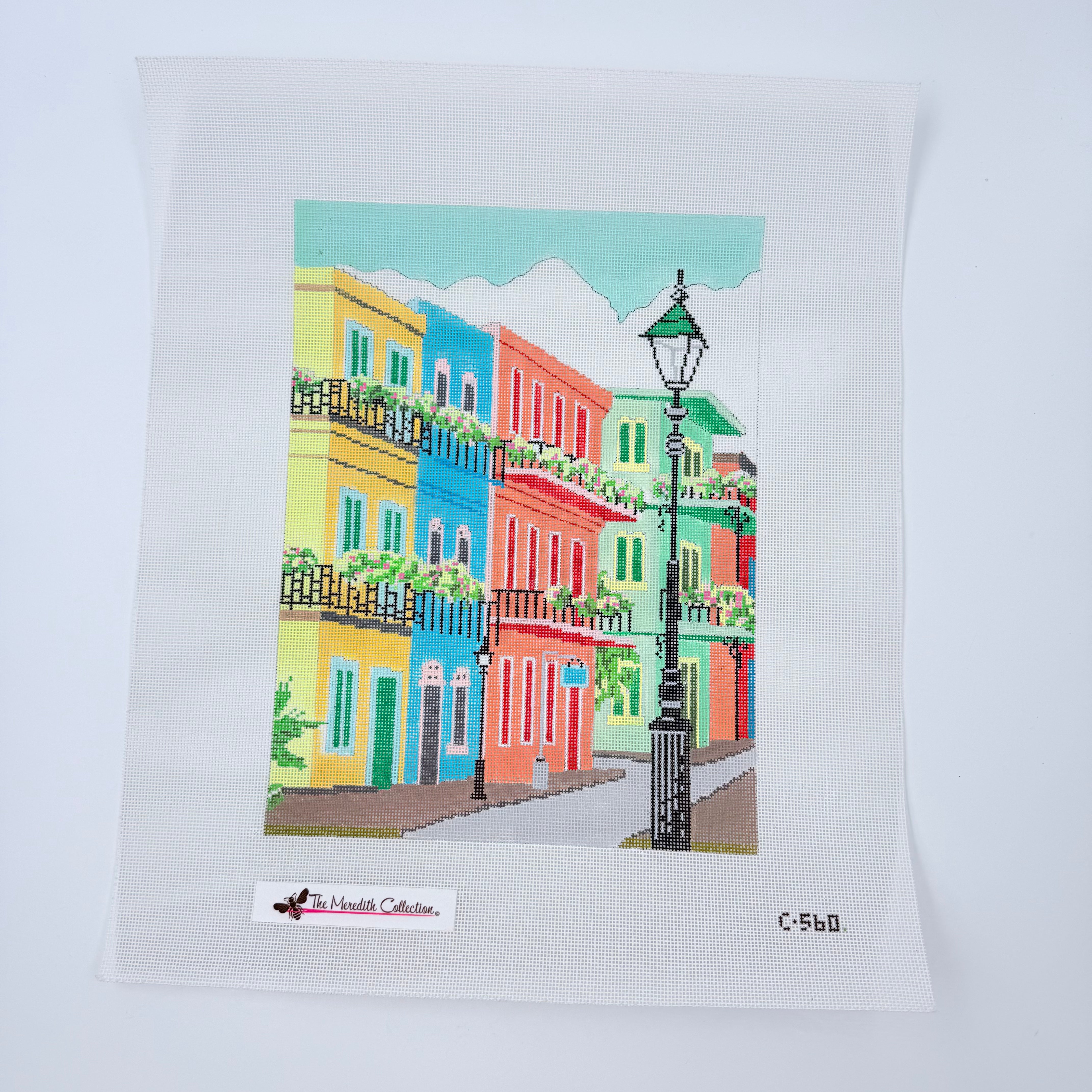 New Orleans Street Scene Canvas - KC Needlepoint